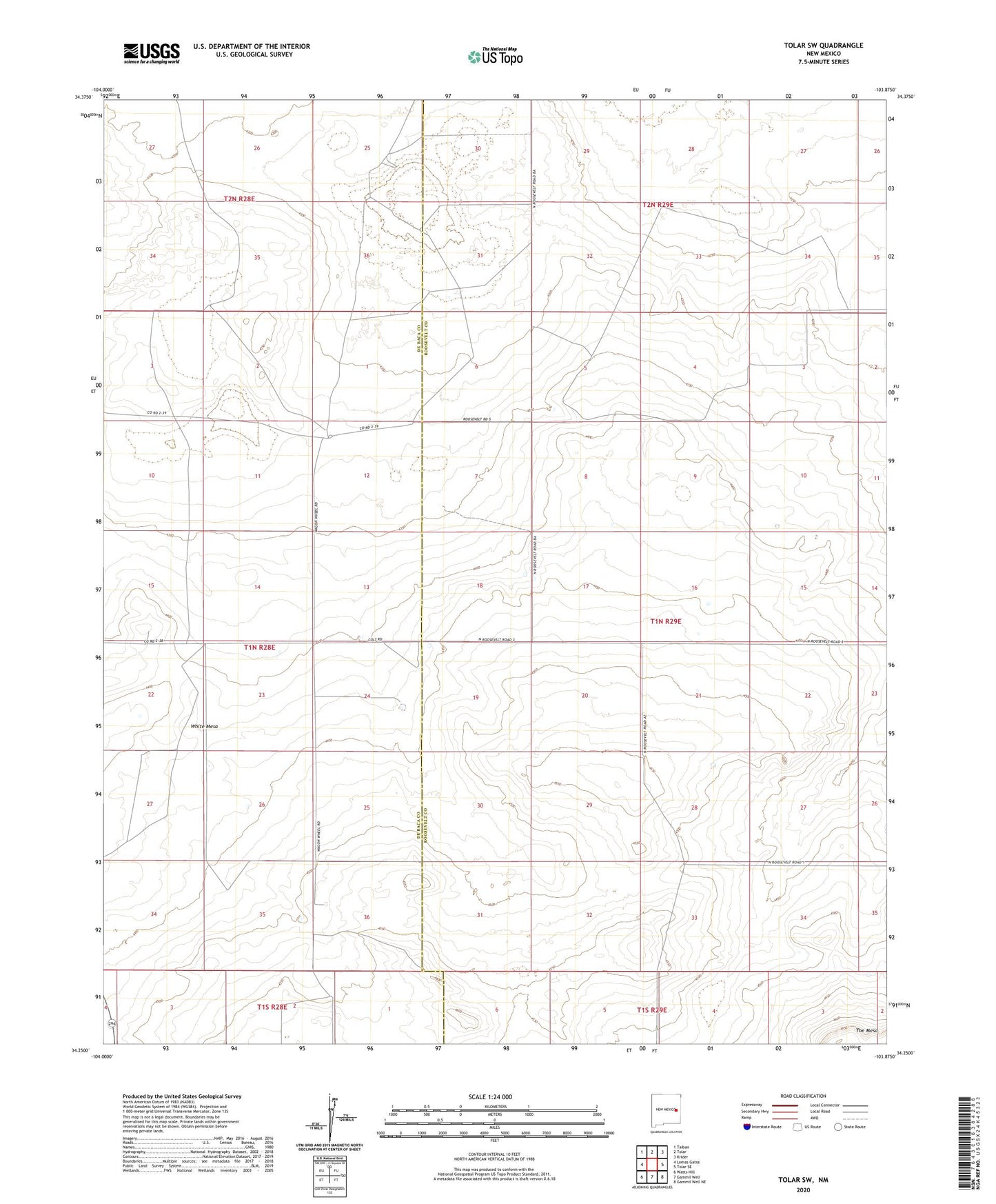 Tolar SW New Mexico US Topo Map Image