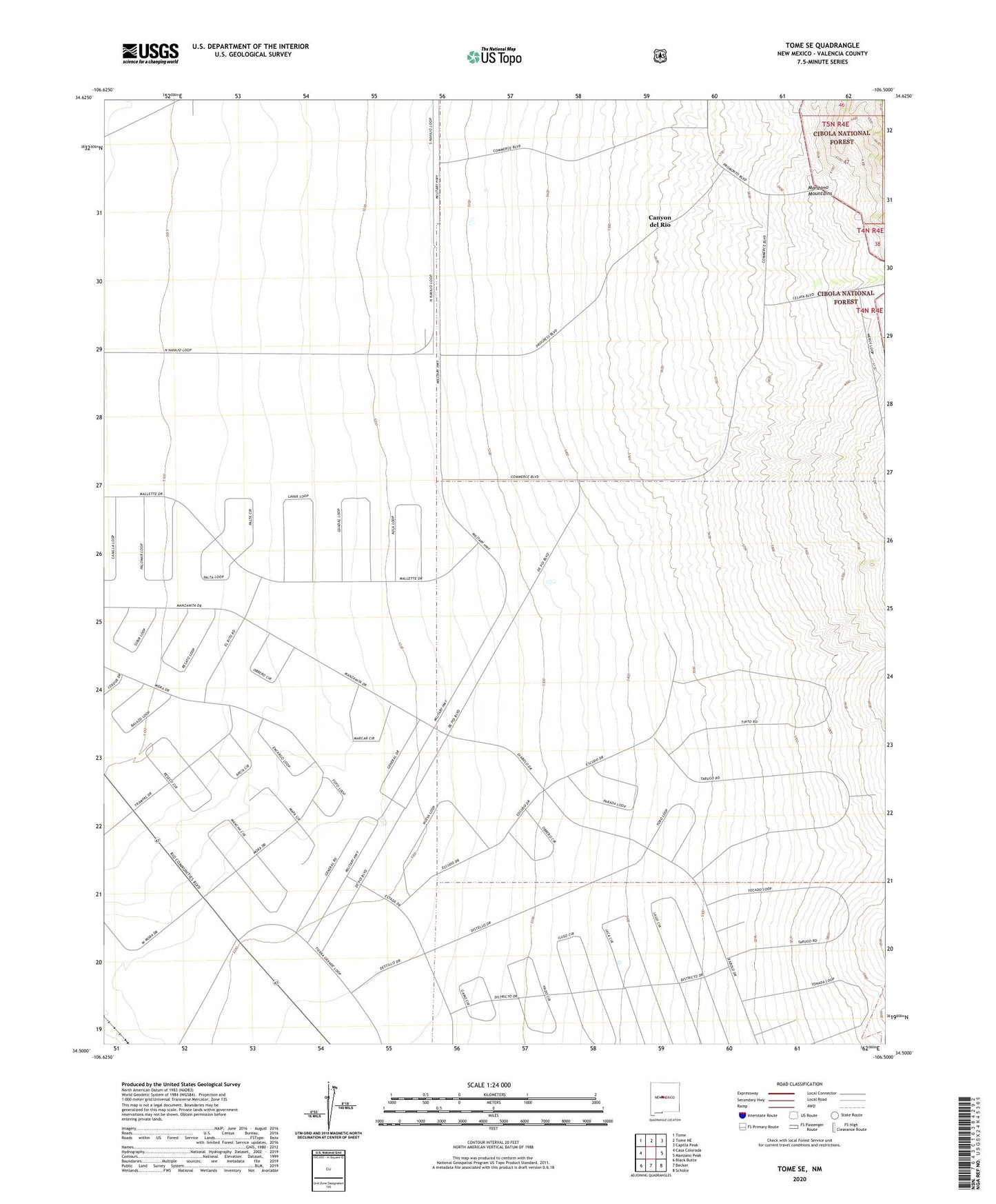 Tome SE New Mexico US Topo Map Image