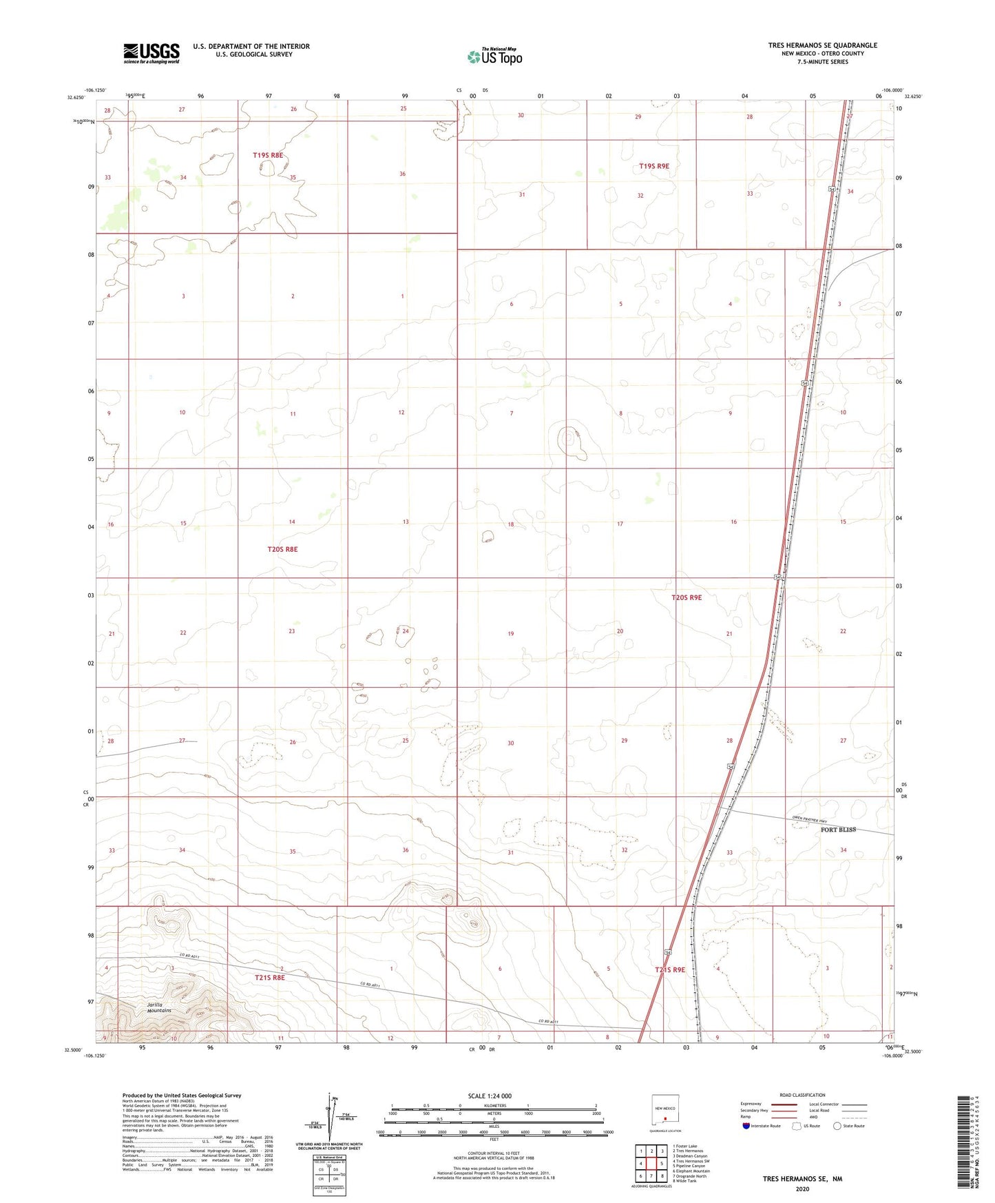 Tres Hermanos SE New Mexico US Topo Map Image