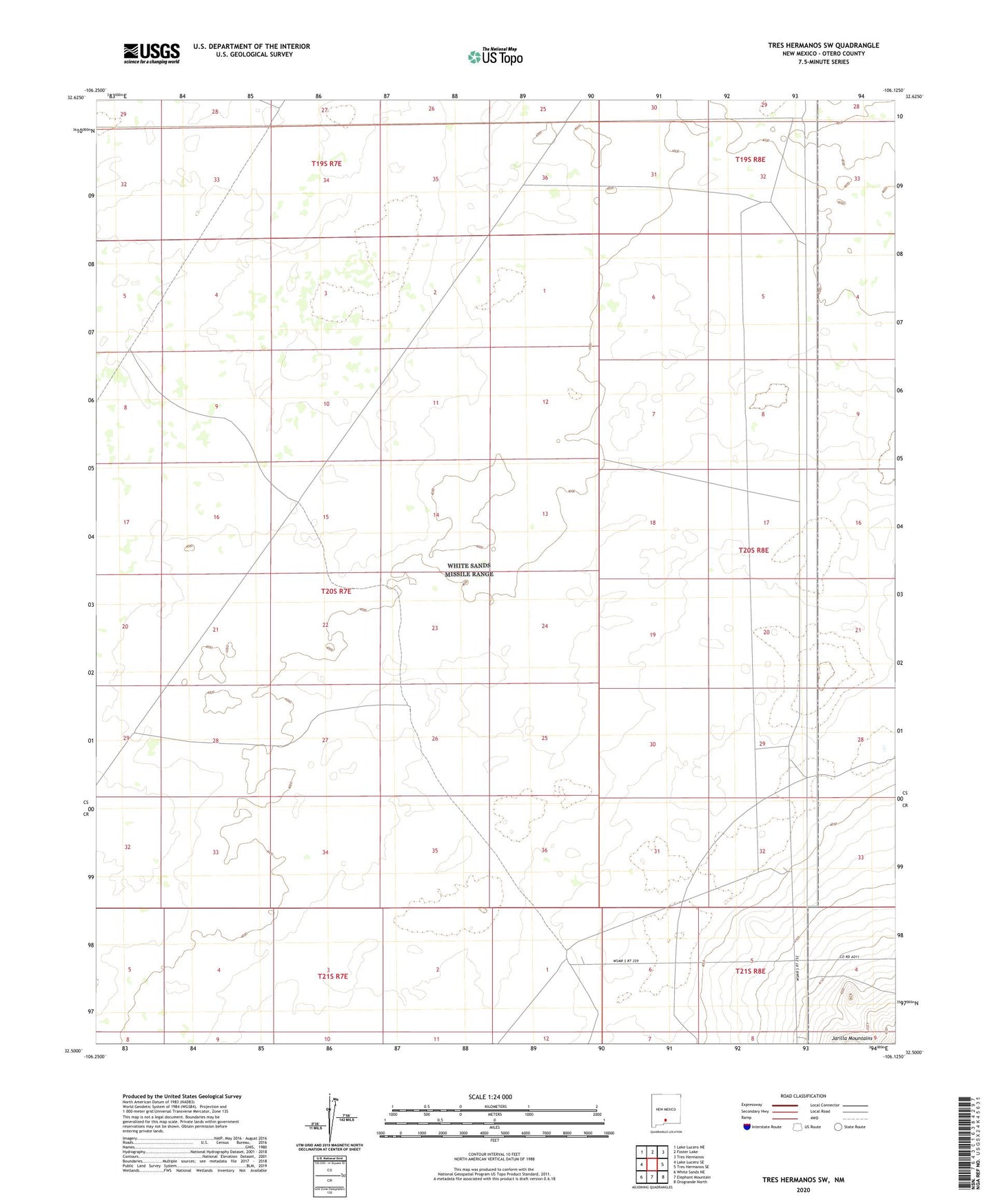 Tres Hermanos SW New Mexico US Topo Map Image