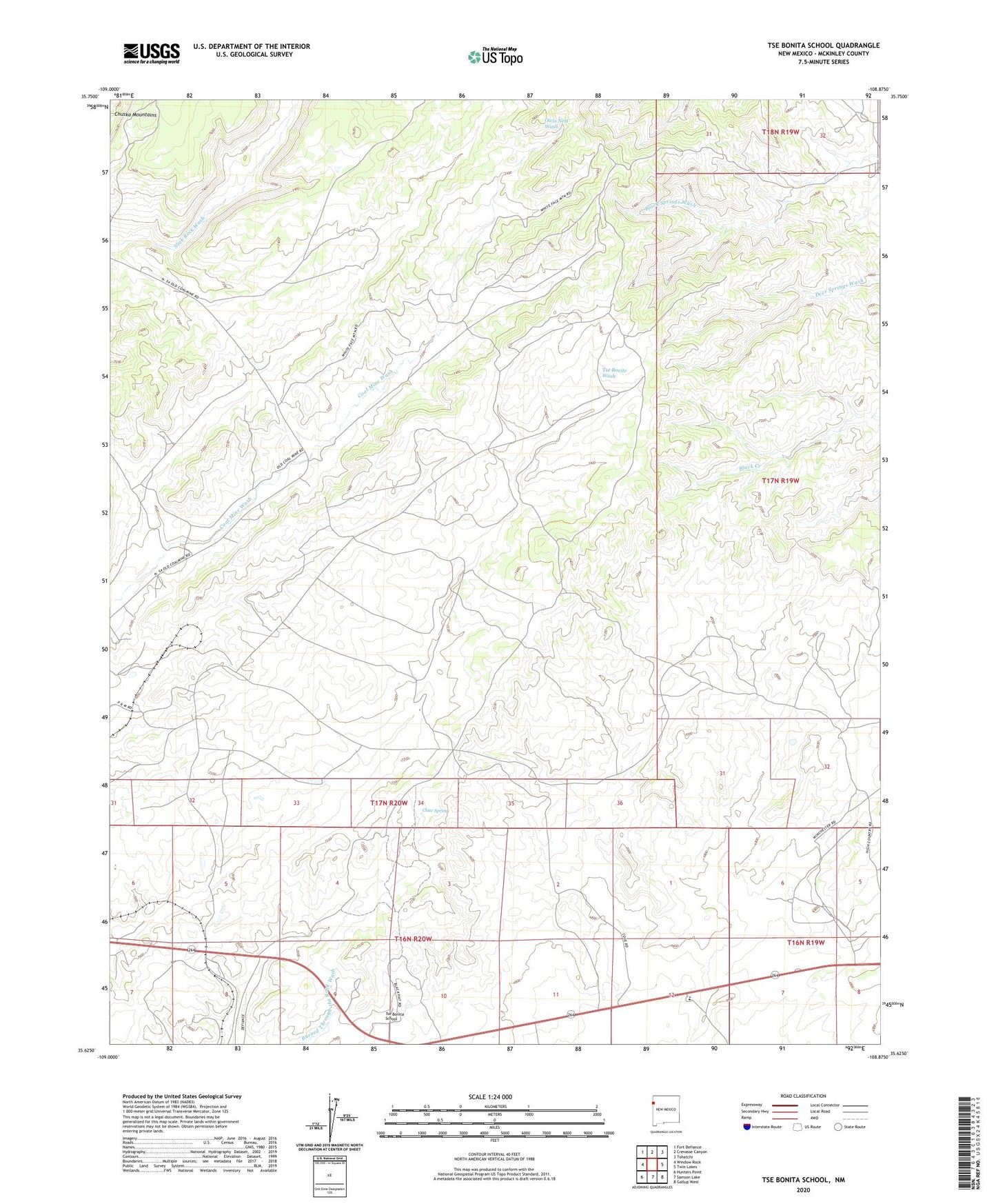 Tse Bonita School New Mexico US Topo Map Image