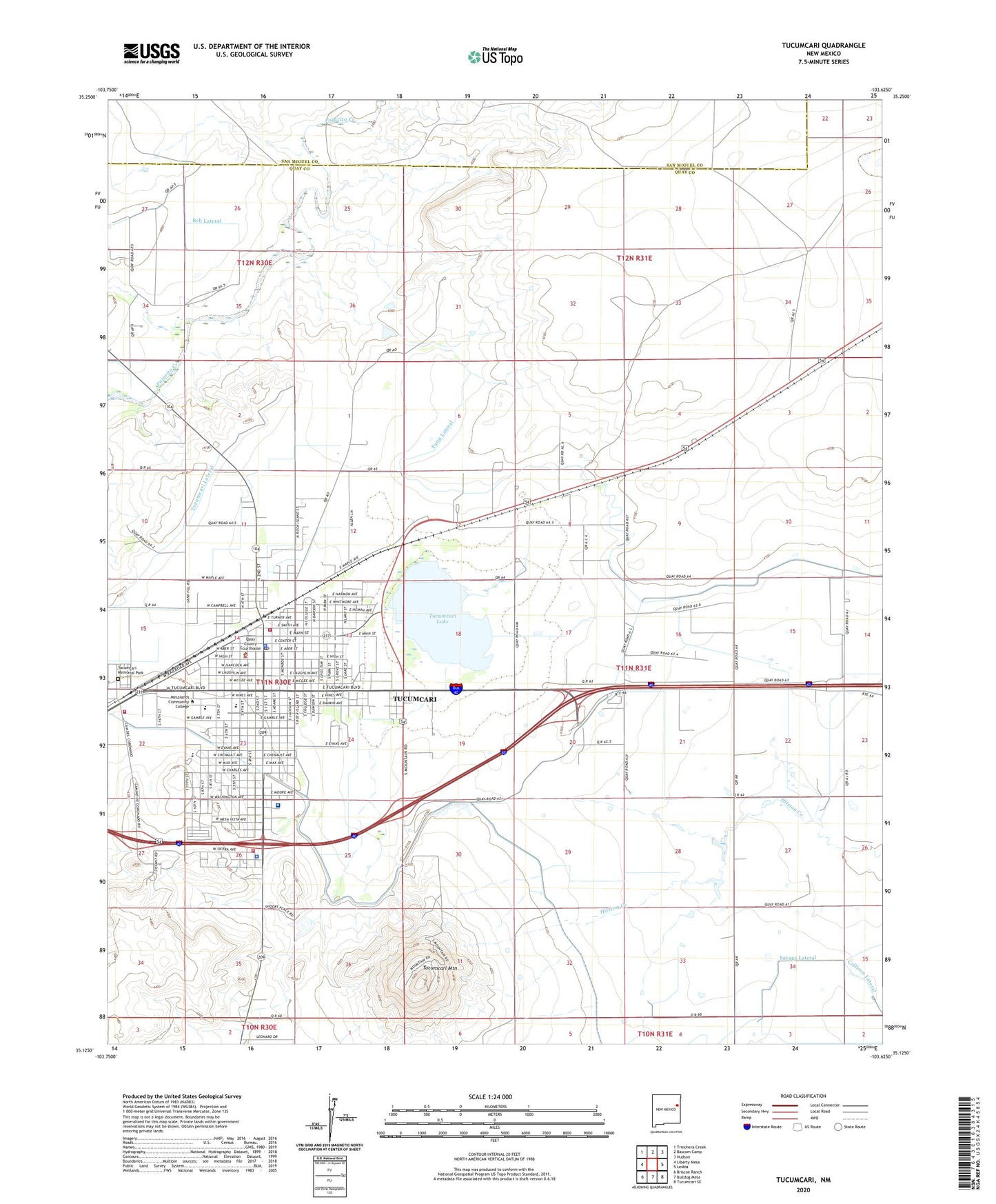 Tucumcari New Mexico US Topo Map Image