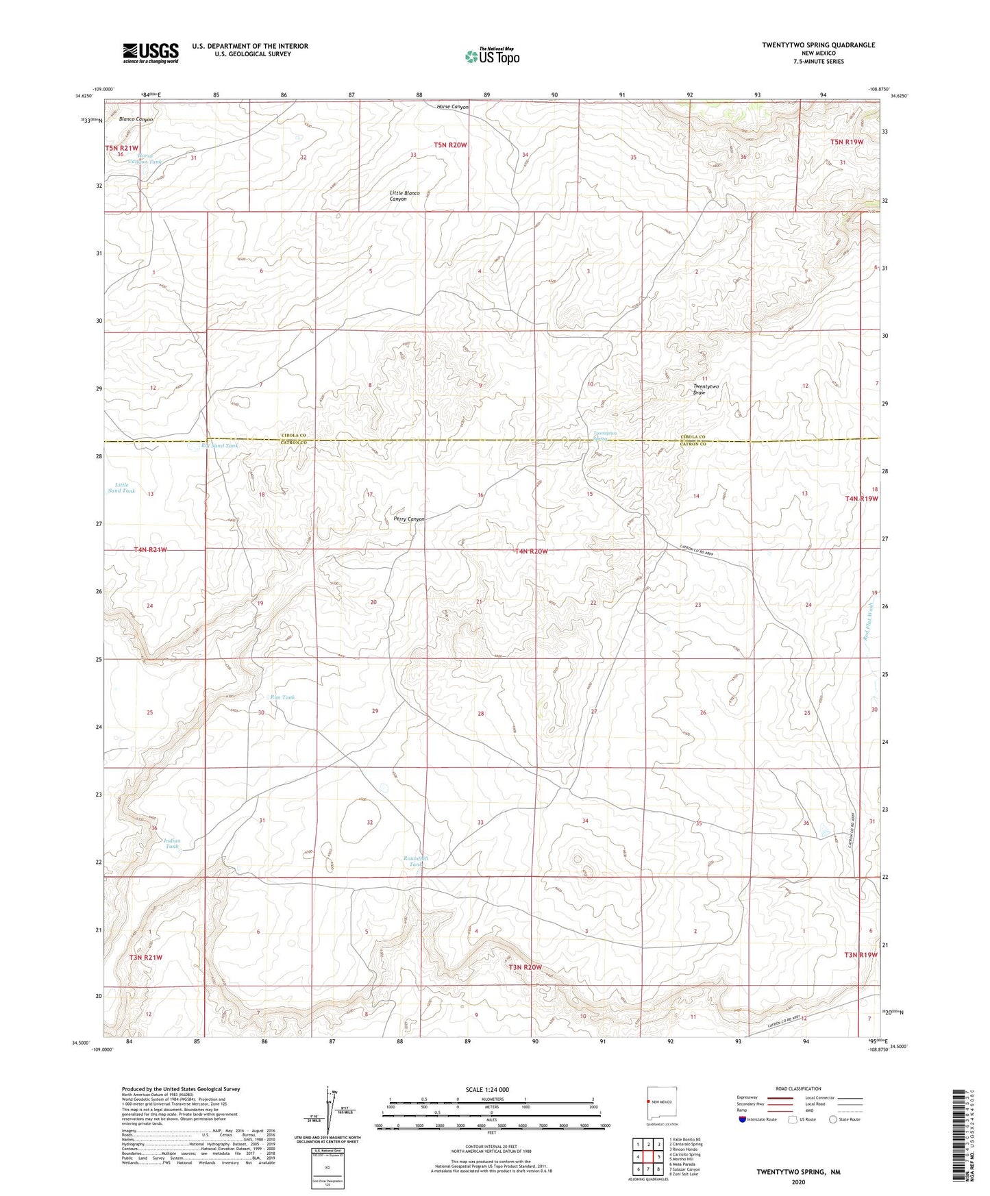 Twentytwo Spring New Mexico US Topo Map Image