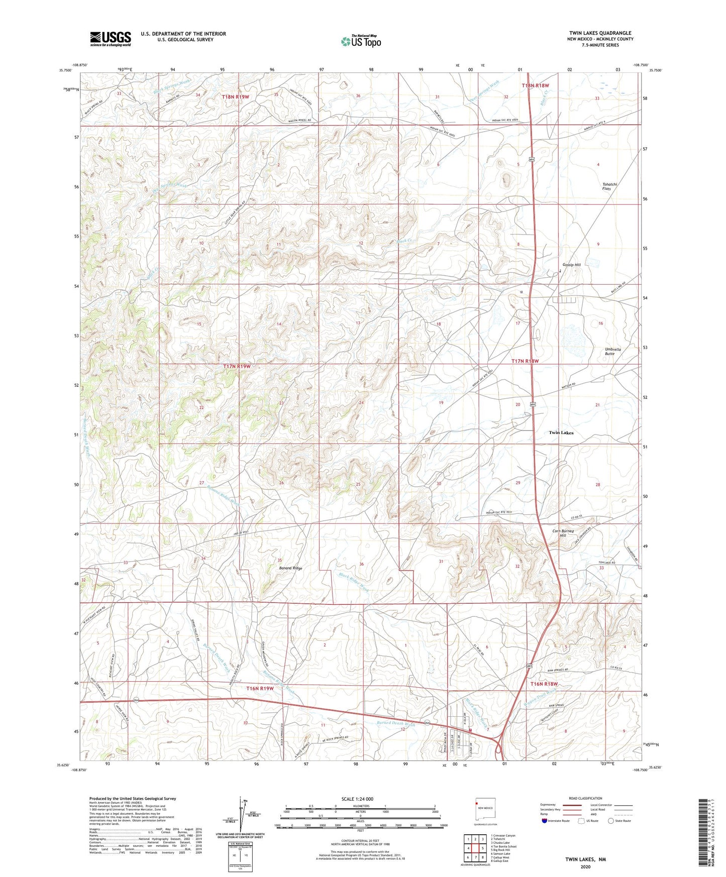 Twin Lakes New Mexico US Topo Map Image