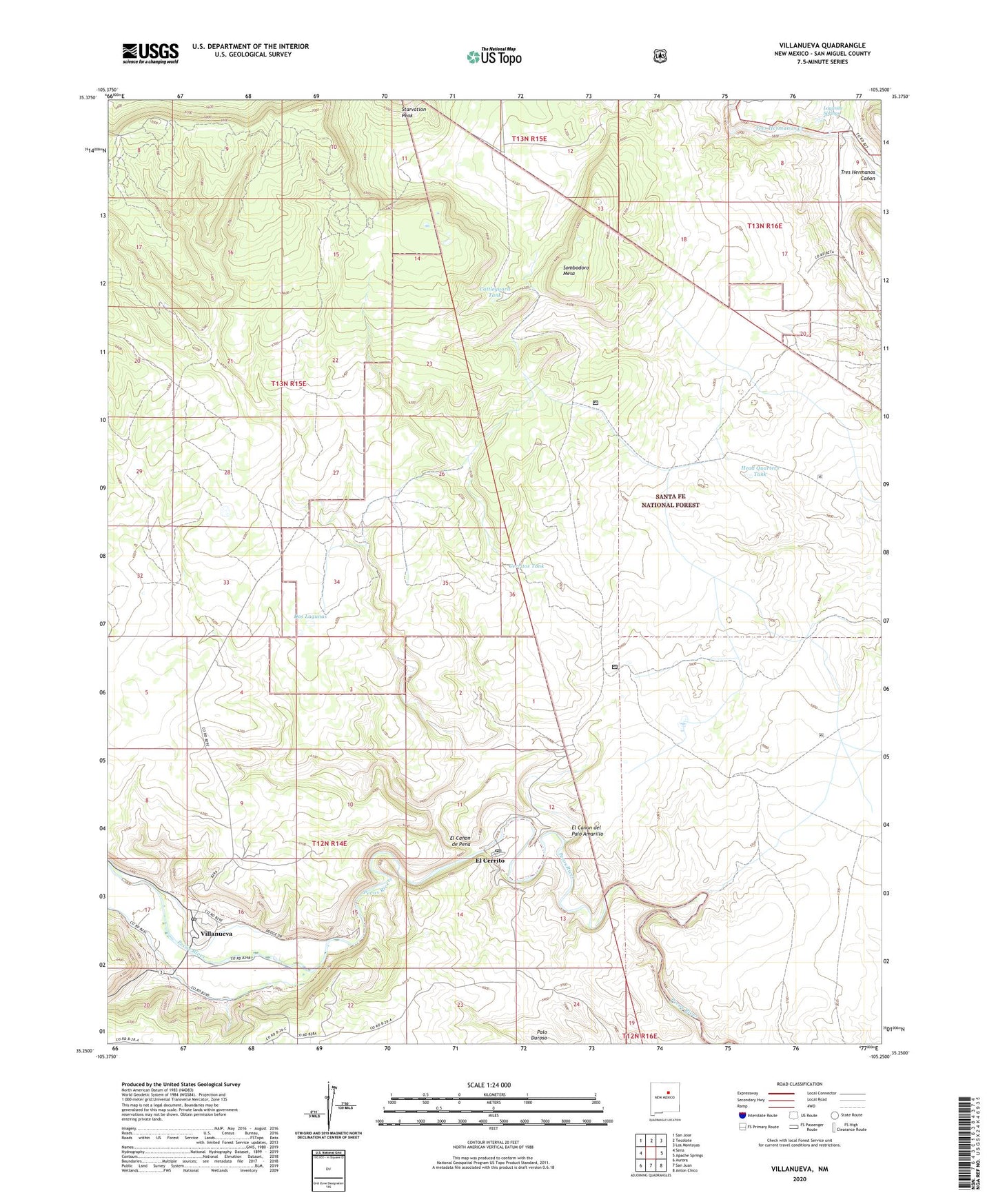 Villanueva New Mexico US Topo Map Image
