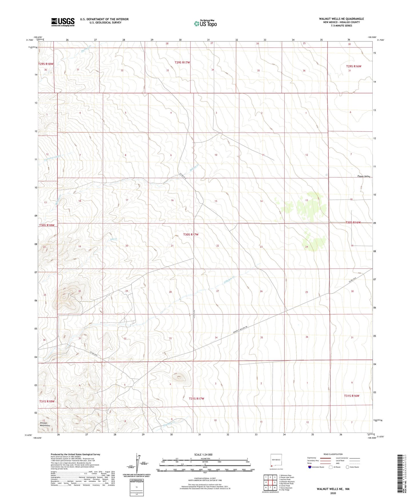 Walnut Wells NE New Mexico US Topo Map Image