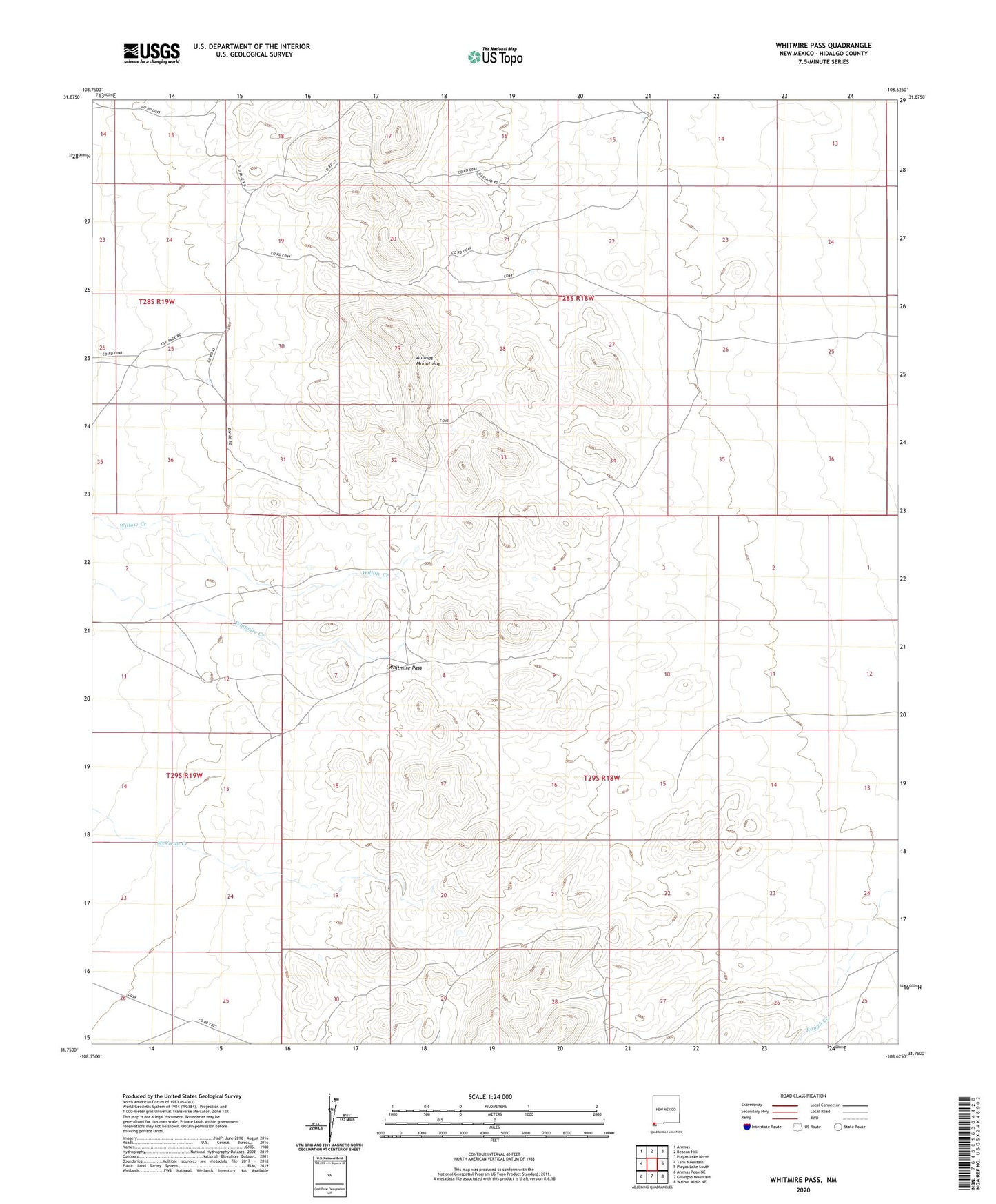 Whitmire Pass New Mexico US Topo Map Image