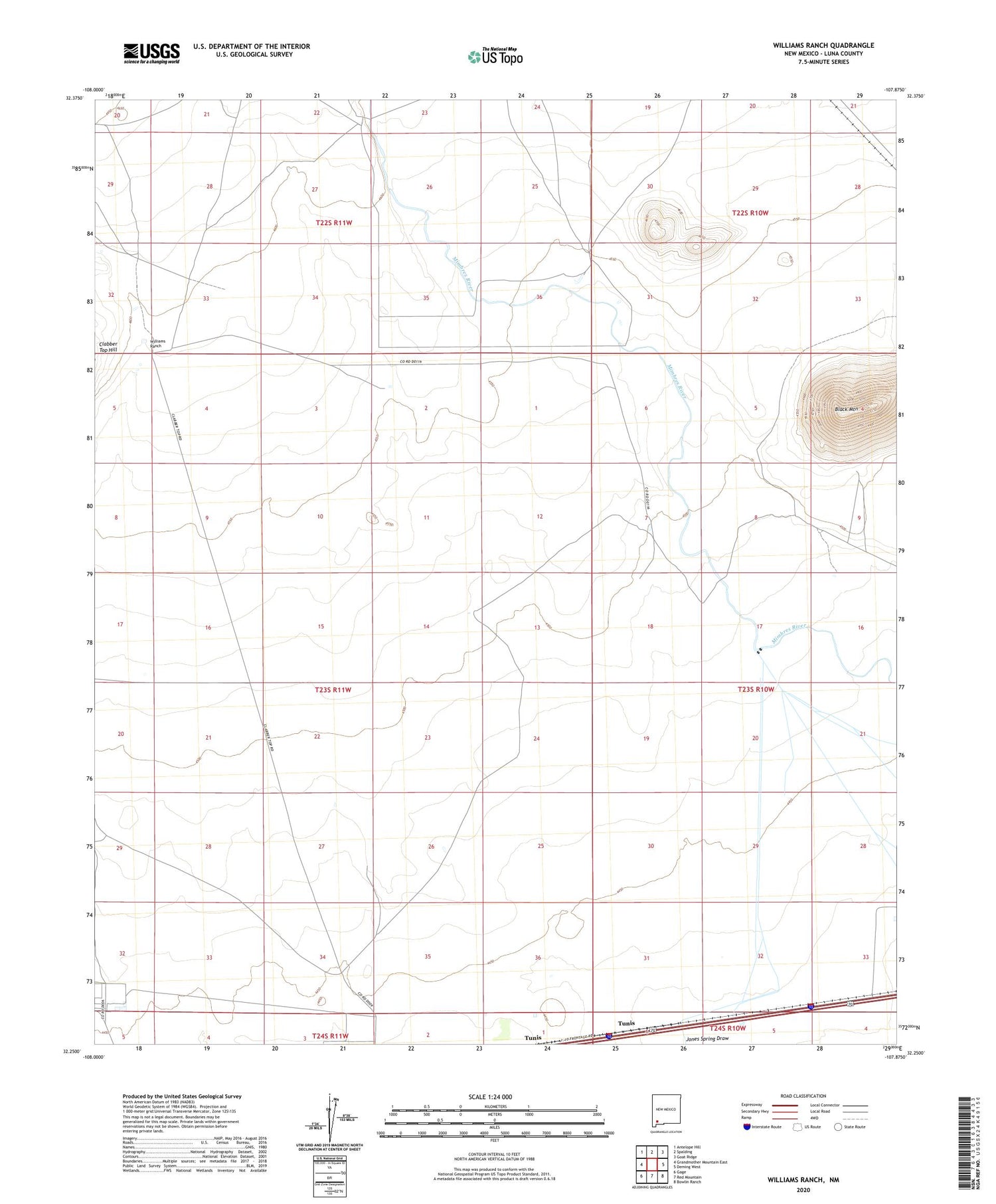 Williams Ranch New Mexico US Topo Map Image