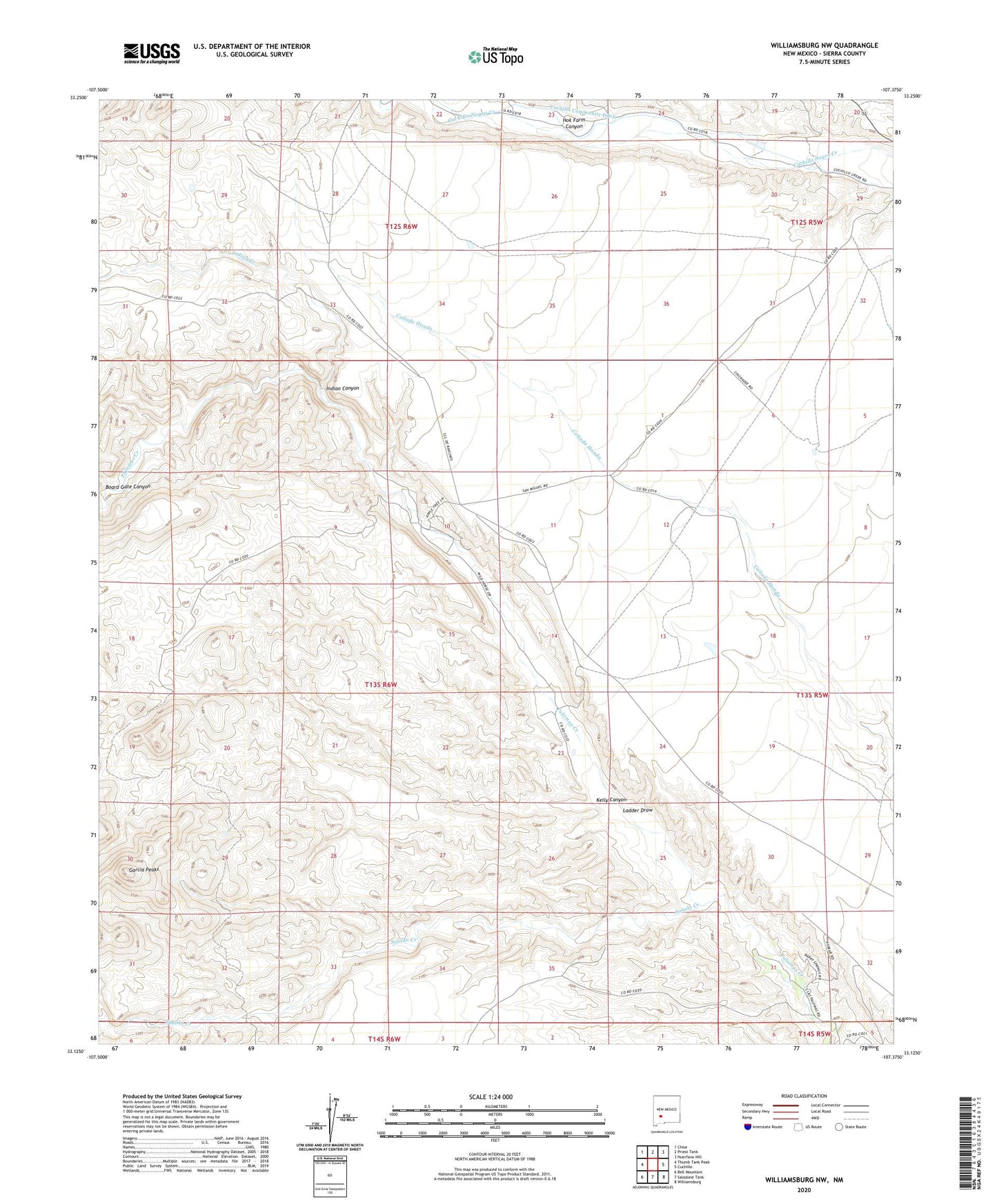 Williamsburg NW New Mexico US Topo Map Image