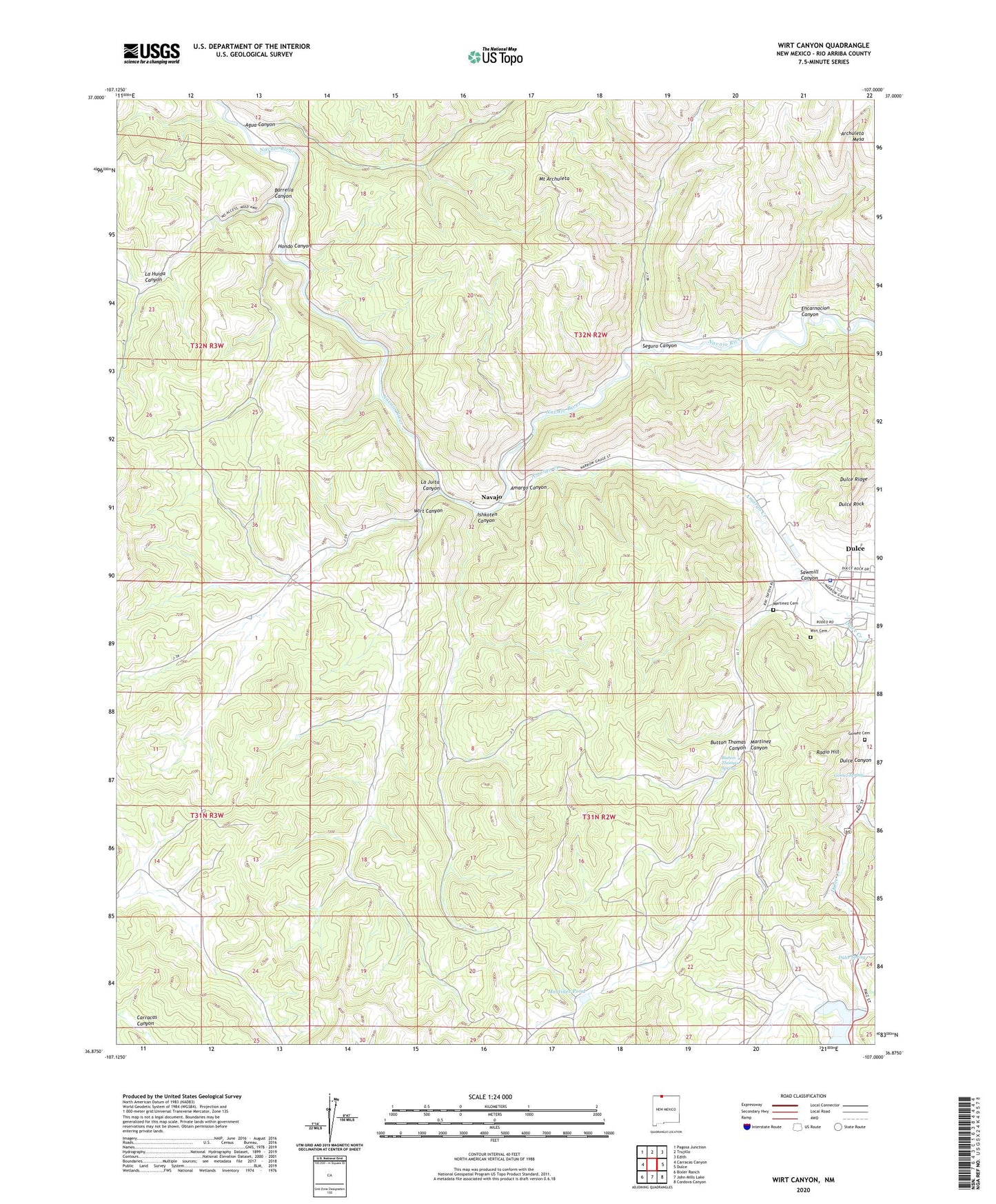 Wirt Canyon New Mexico US Topo Map Image