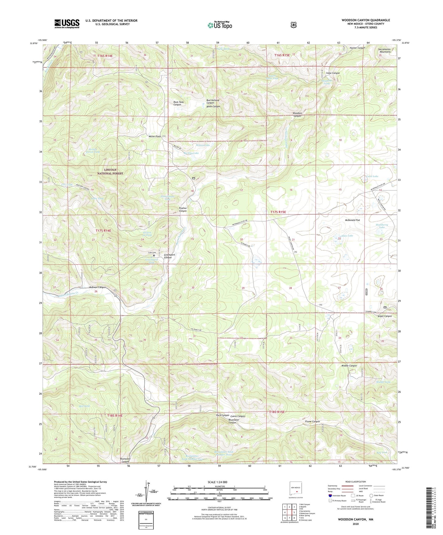 Woodson Canyon New Mexico US Topo Map Image