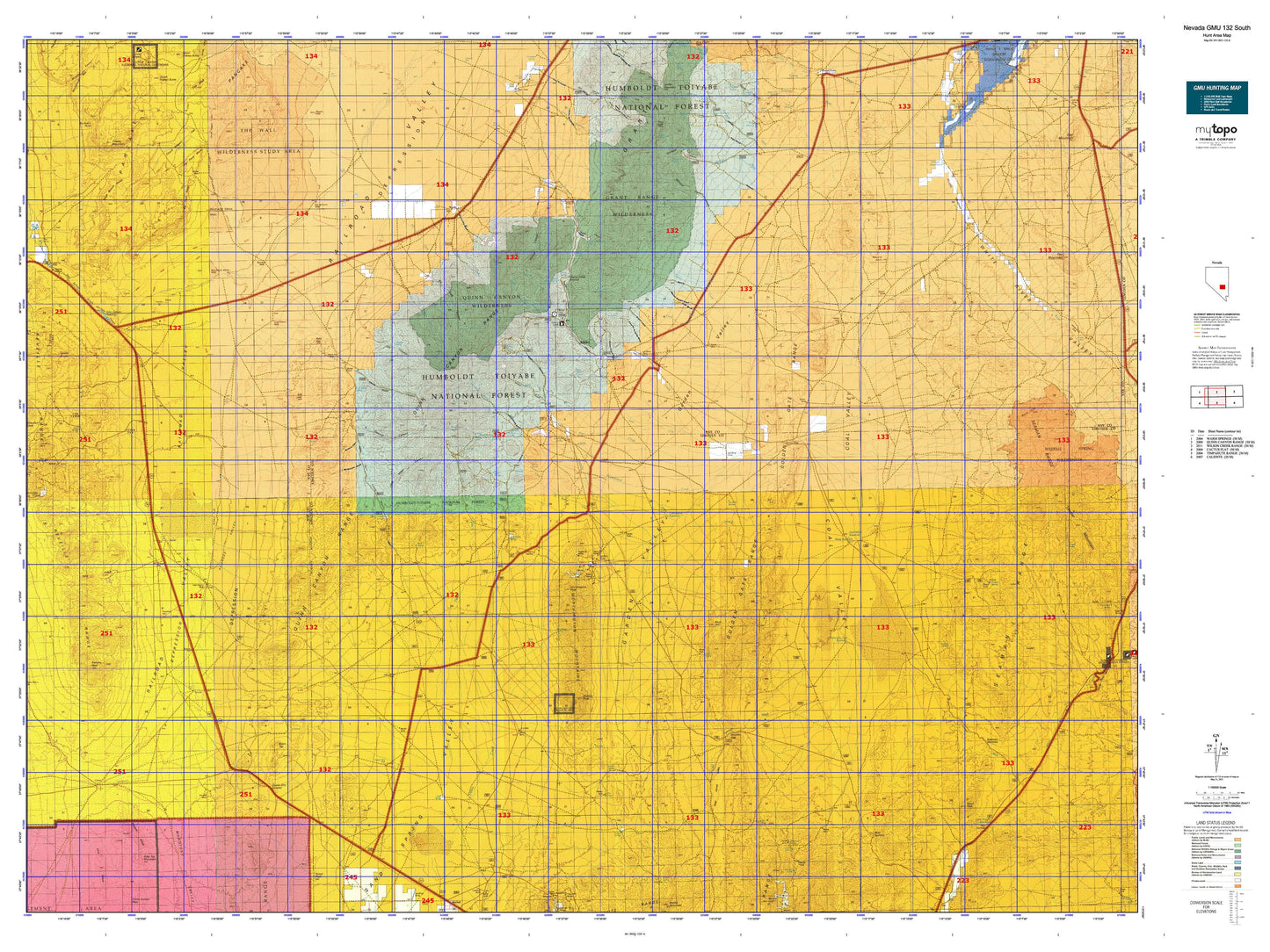 Nevada GMU 132 South Map Image