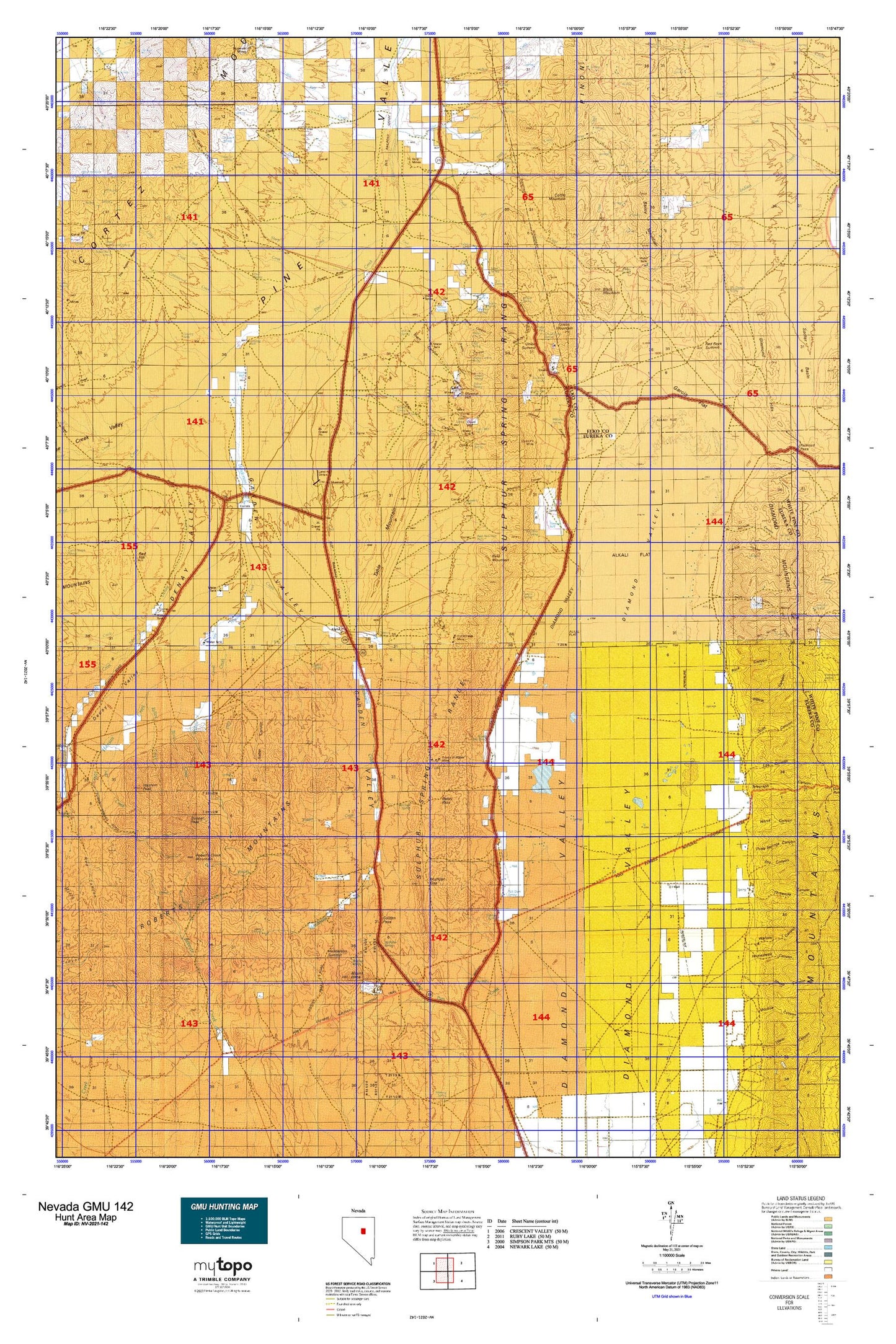 Nevada GMU 142 Map Image