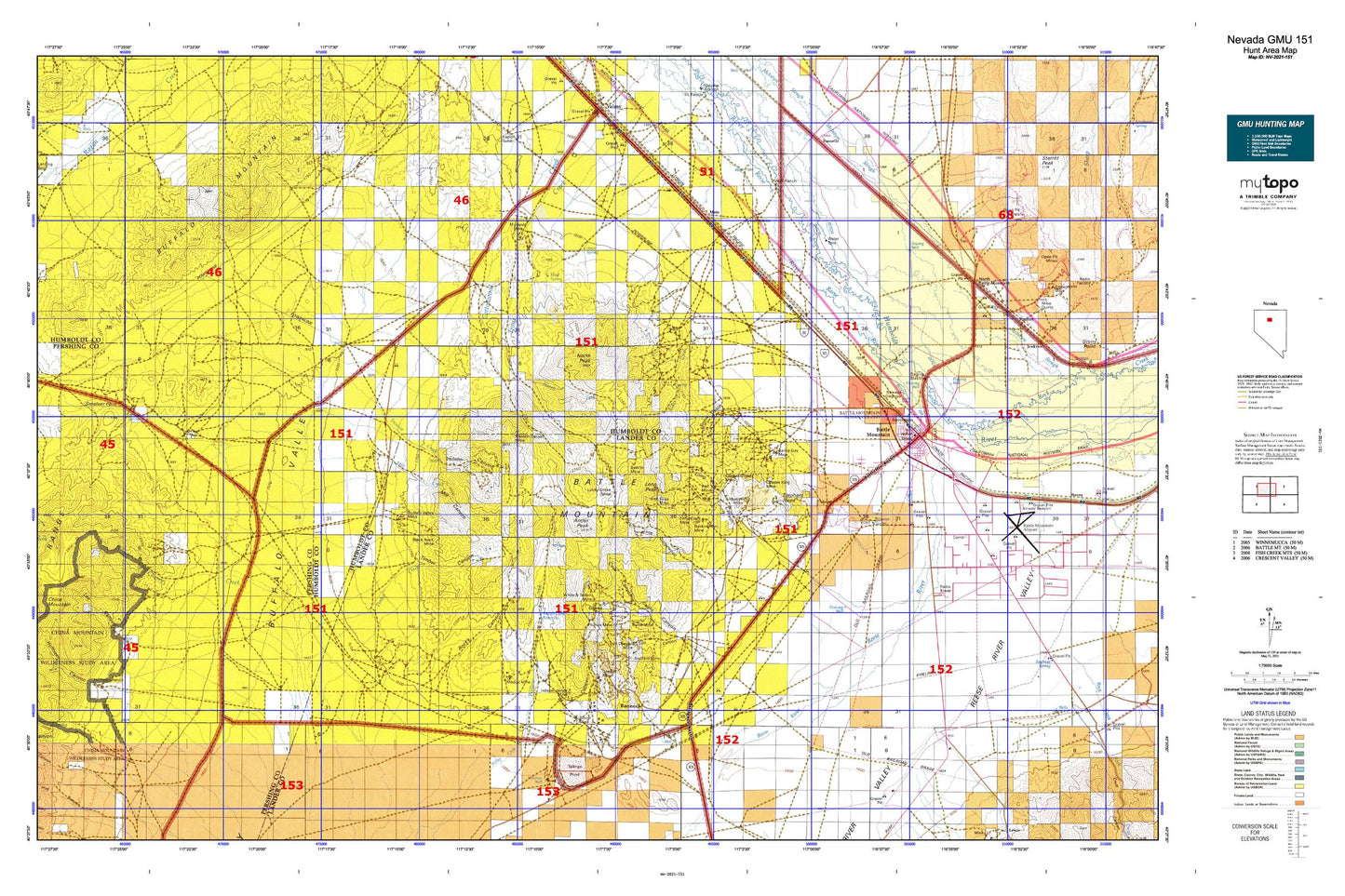 Nevada GMU 151 Map Image