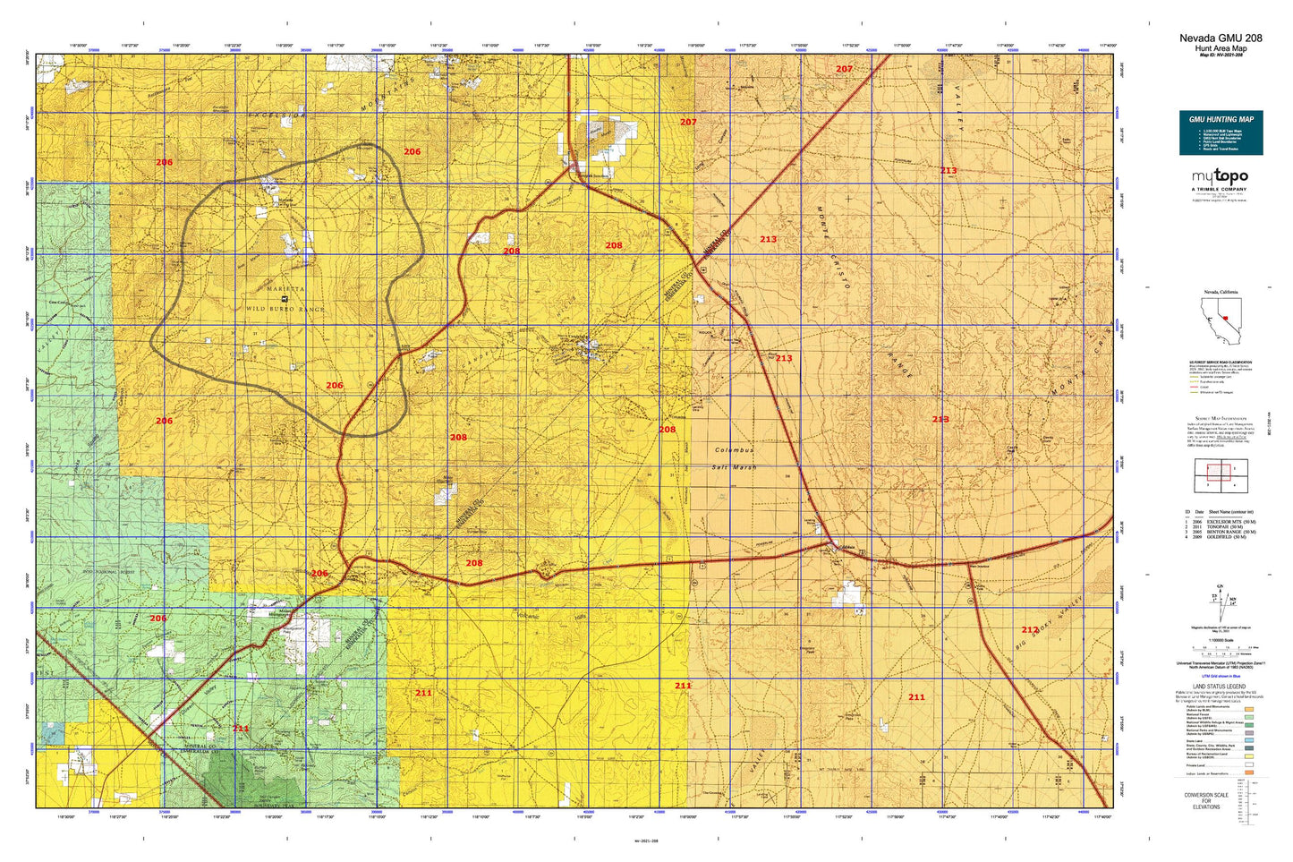 Nevada GMU 208 Map Image