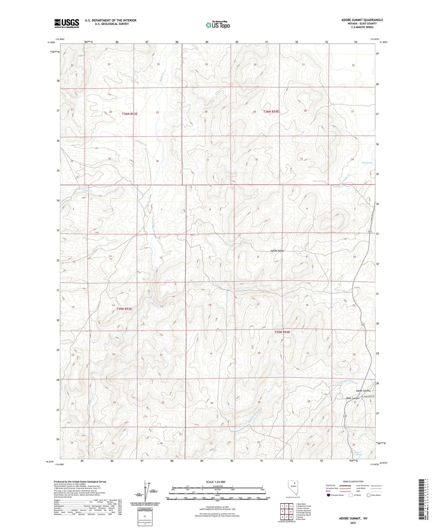 Adobe Summit Nevada US Topo Map Image