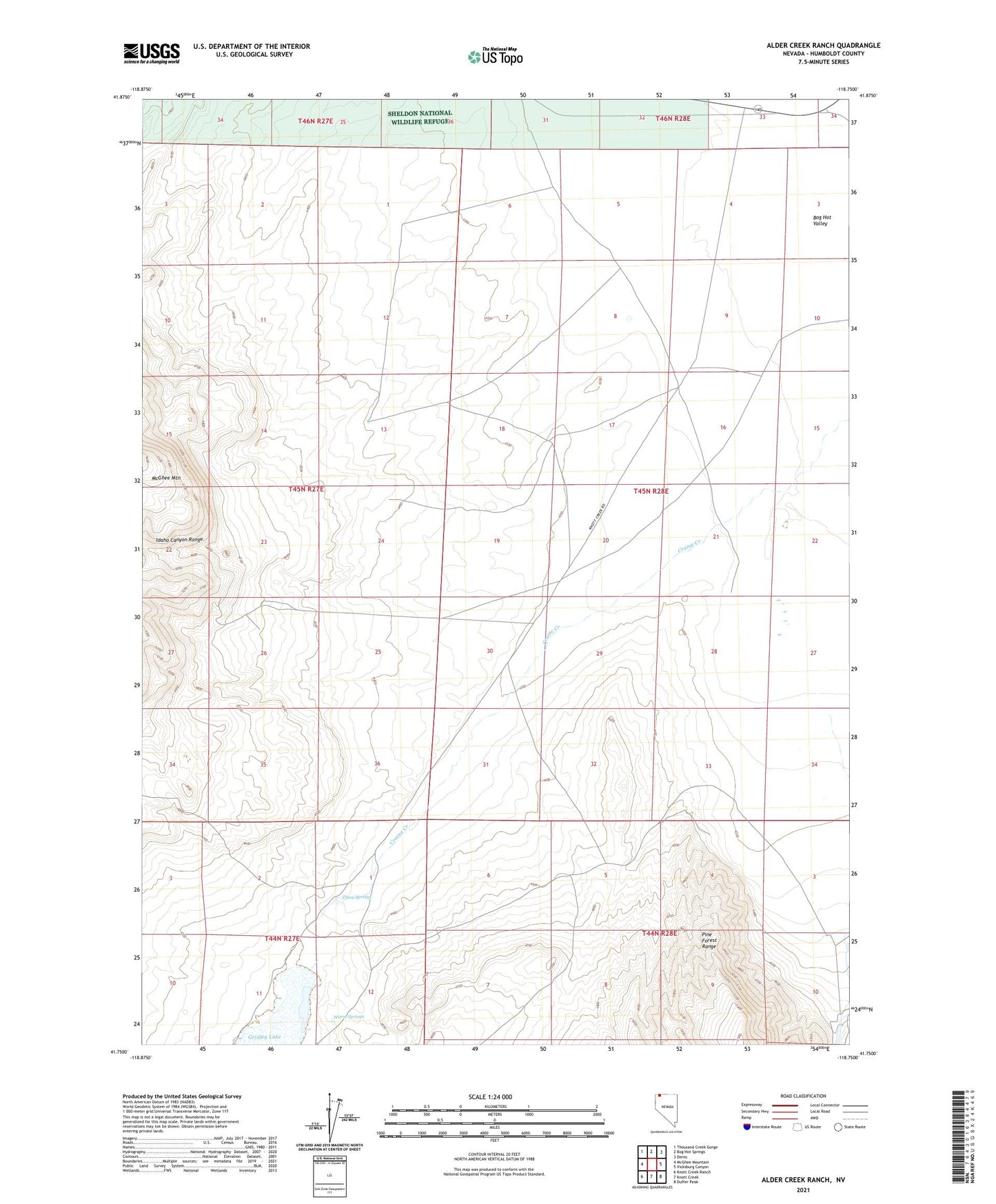 Alder Creek Ranch Nevada US Topo Map Image