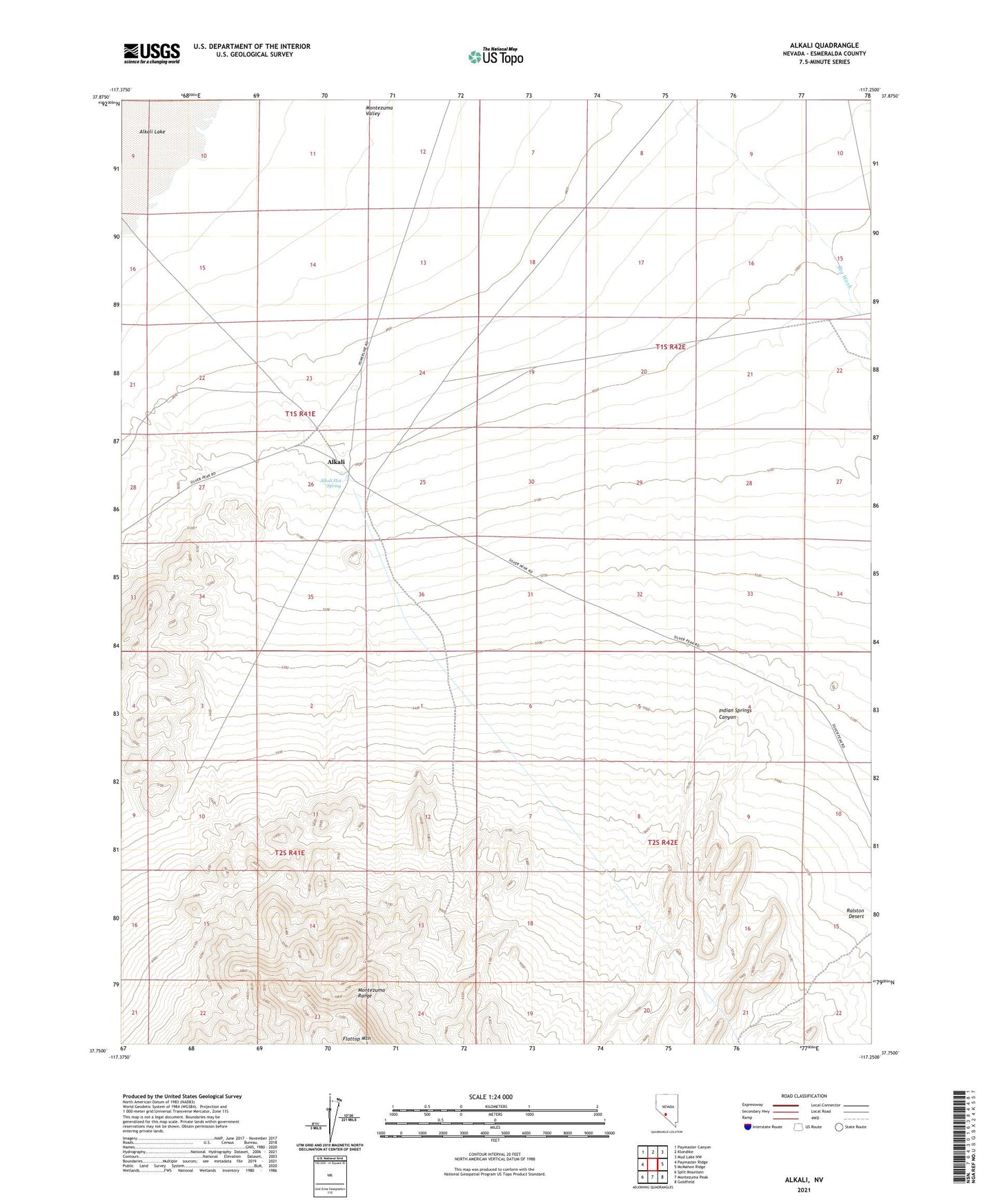 Alkali Nevada US Topo Map Image
