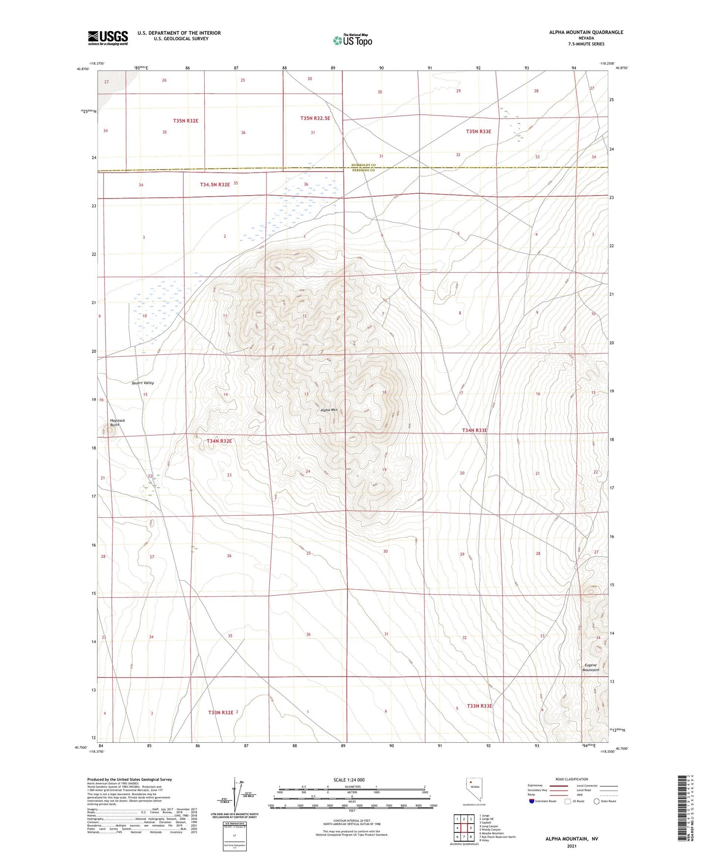 Alpha Mountain Nevada US Topo Map Image