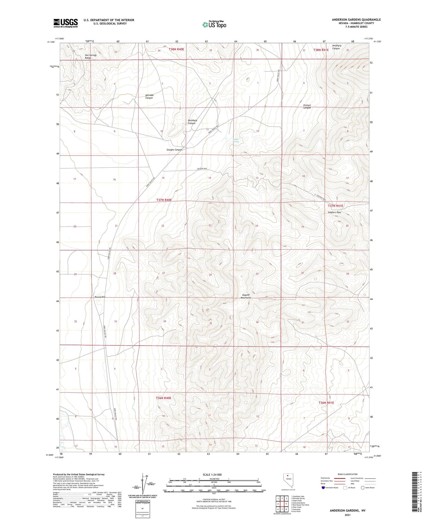 Anderson Gardens Nevada US Topo Map Image