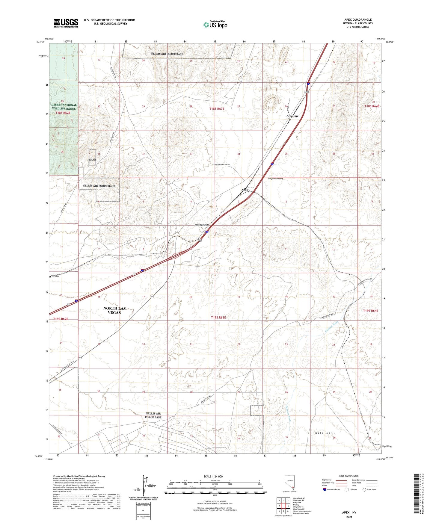 Apex Nevada US Topo Map Image