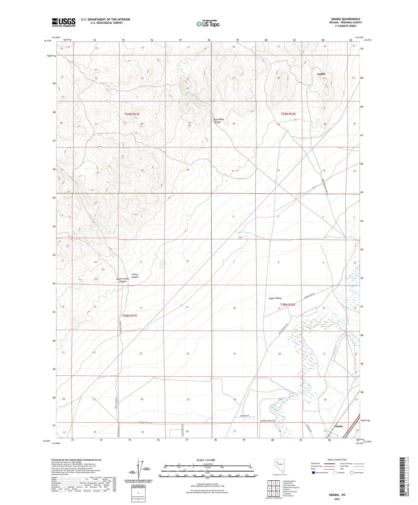 Arabia Nevada US Topo Map Image