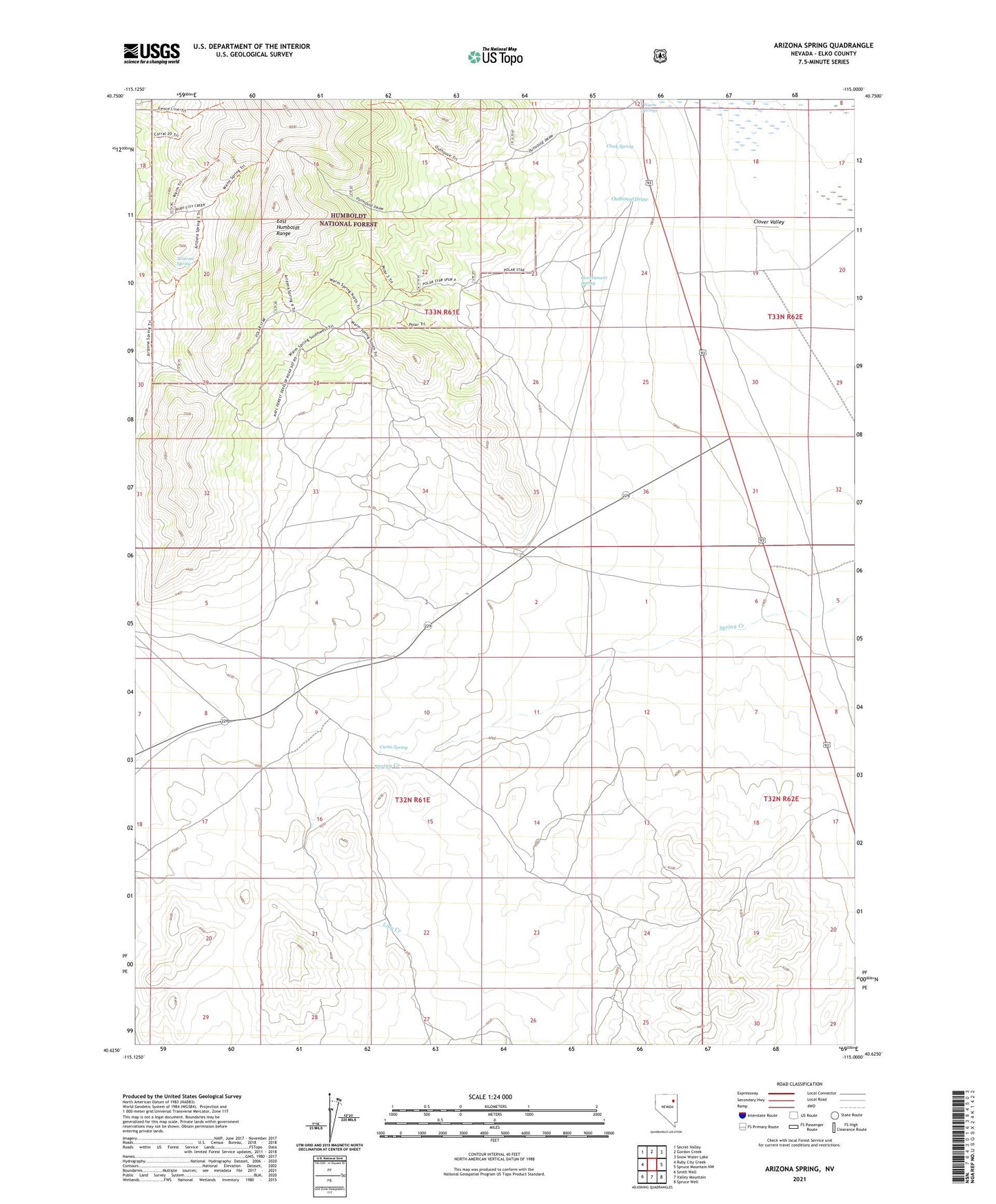 Arizona Spring Nevada US Topo Map Image
