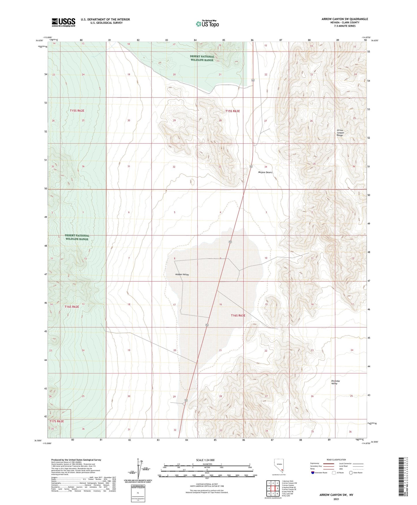 Arrow Canyon SW Nevada US Topo Map Image