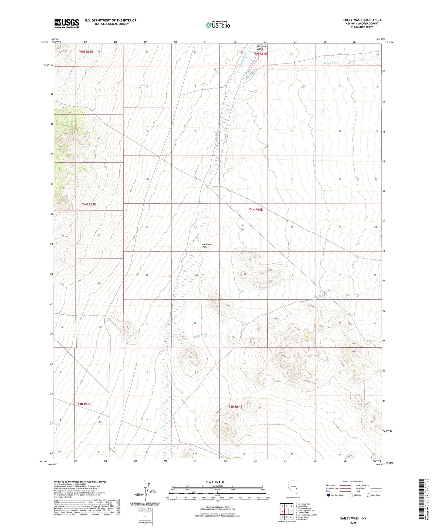 Bailey Wash Nevada US Topo Map Image