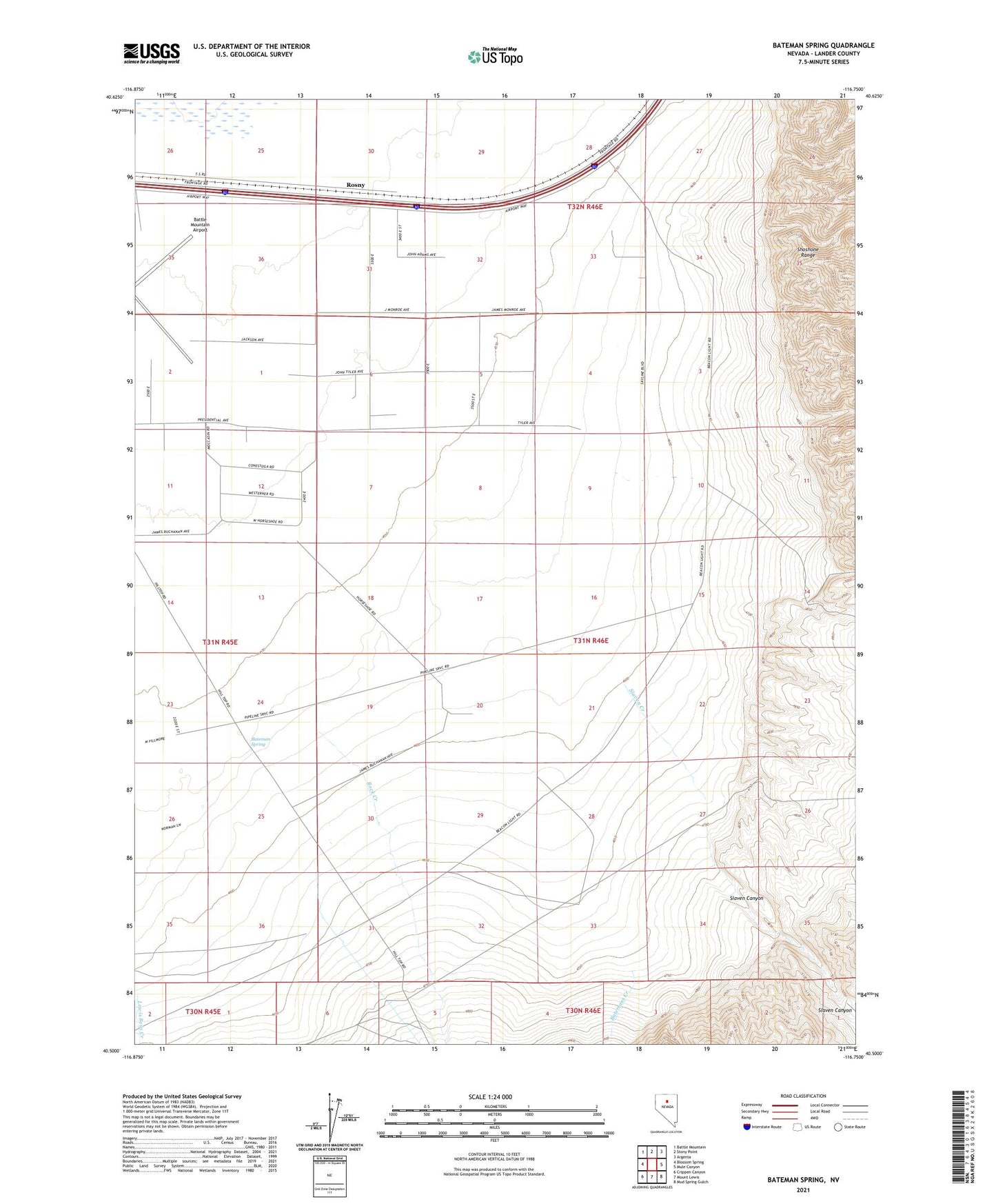 Bateman Spring Nevada US Topo Map Image