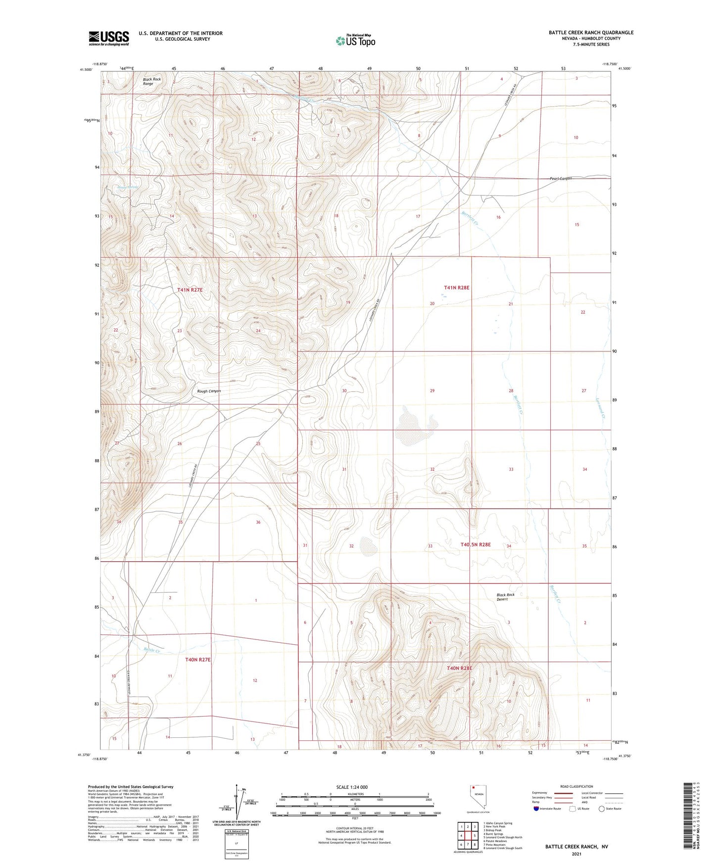 Battle Creek Ranch Nevada US Topo Map Image