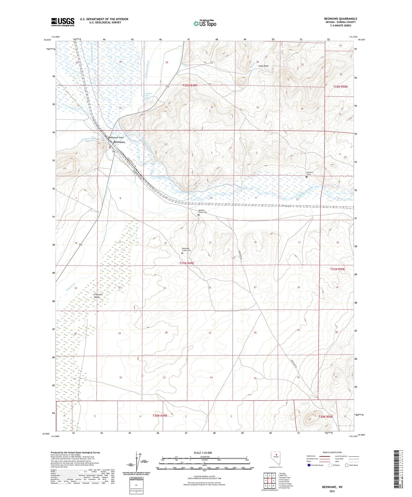 Beowawe Nevada US Topo Map Image