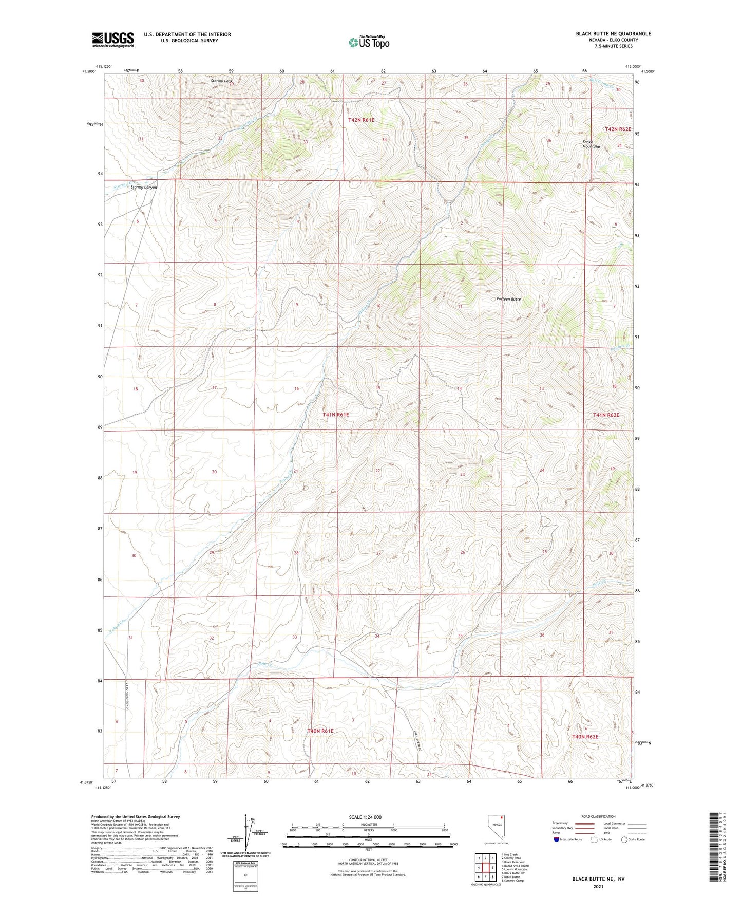 Black Butte NE Nevada US Topo Map Image