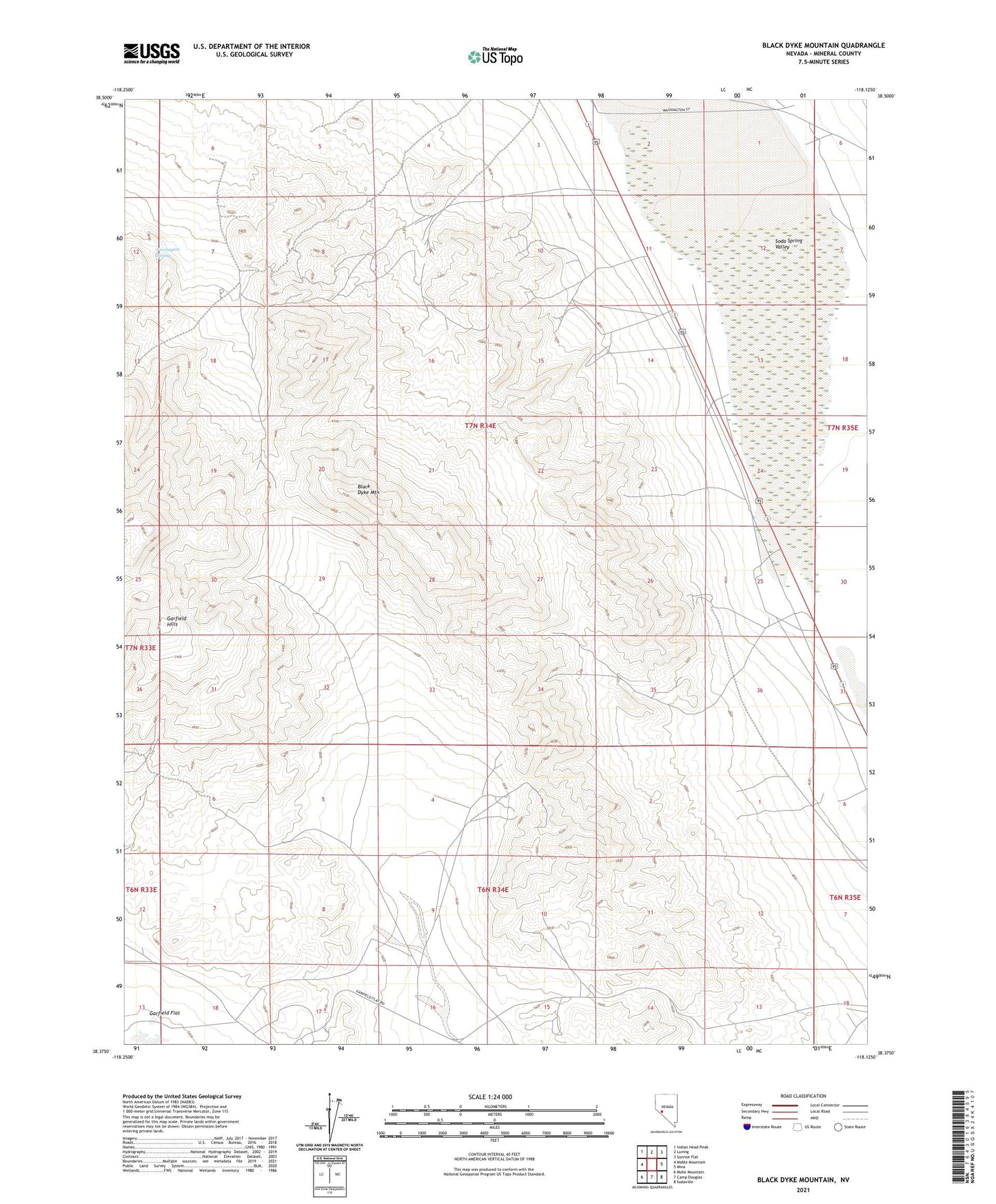 Black Dyke Mountain Nevada US Topo Map Image