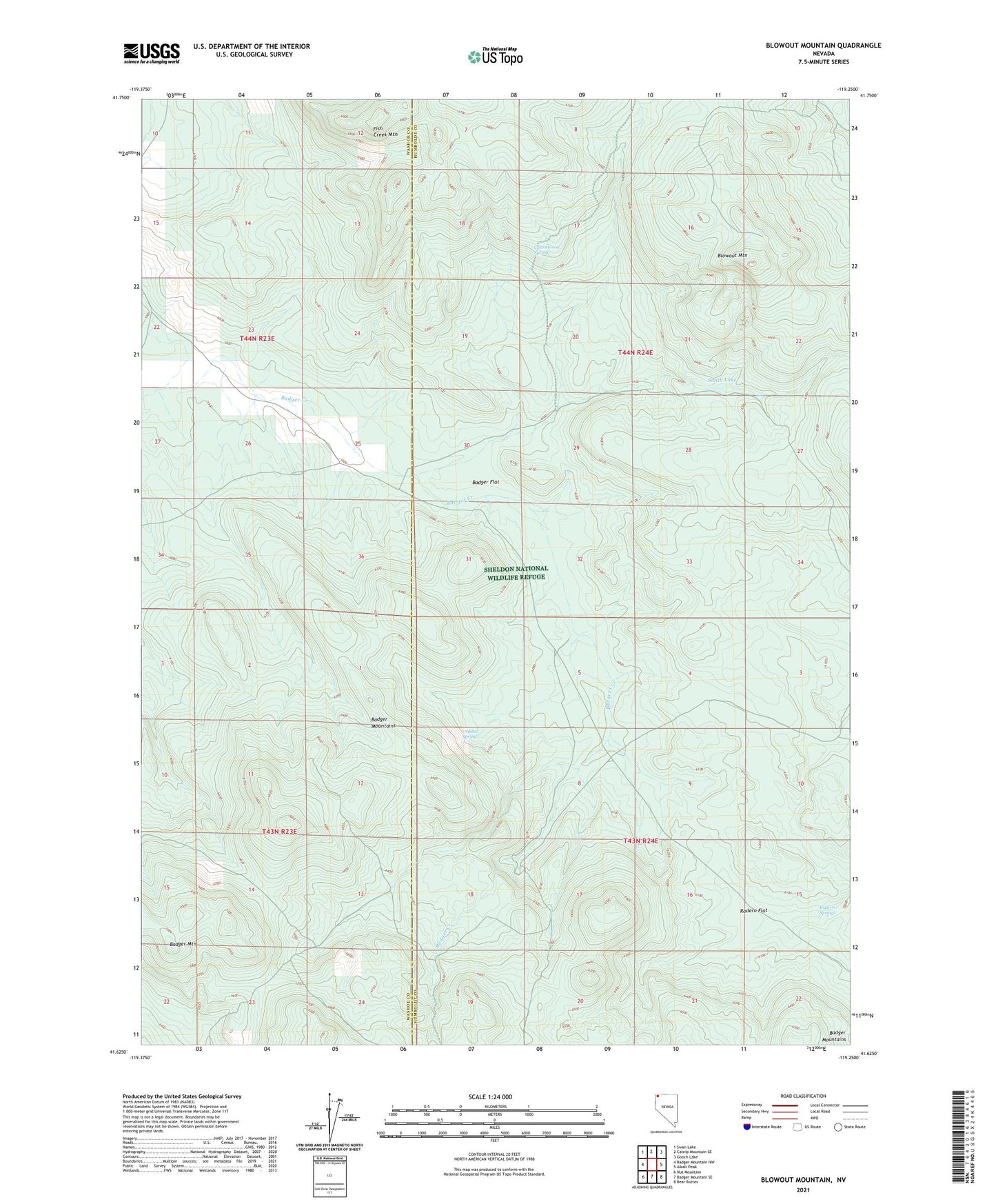Blowout Mountain Nevada US Topo Map Image