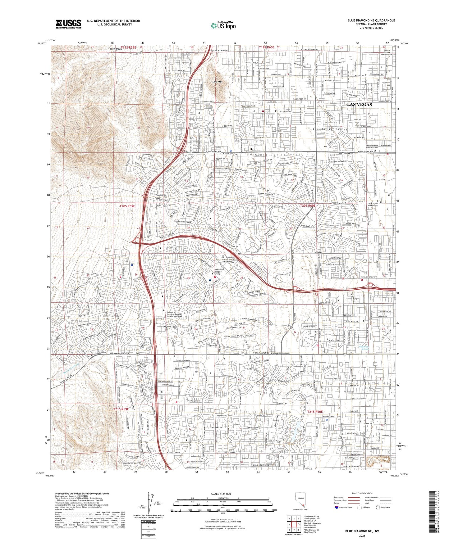 Blue Diamond NE Nevada US Topo Map Image