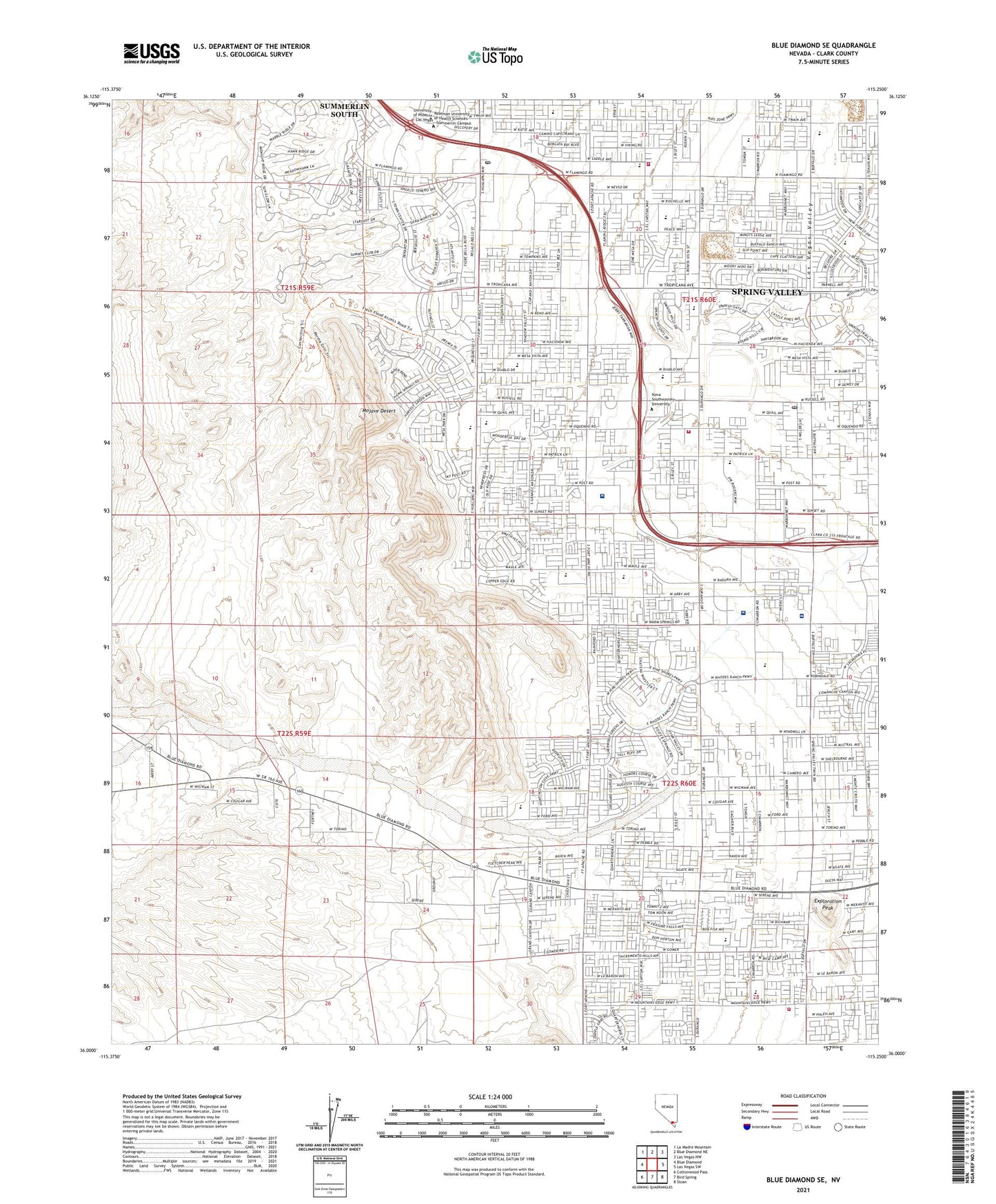 Blue Diamond SE Nevada US Topo Map Image
