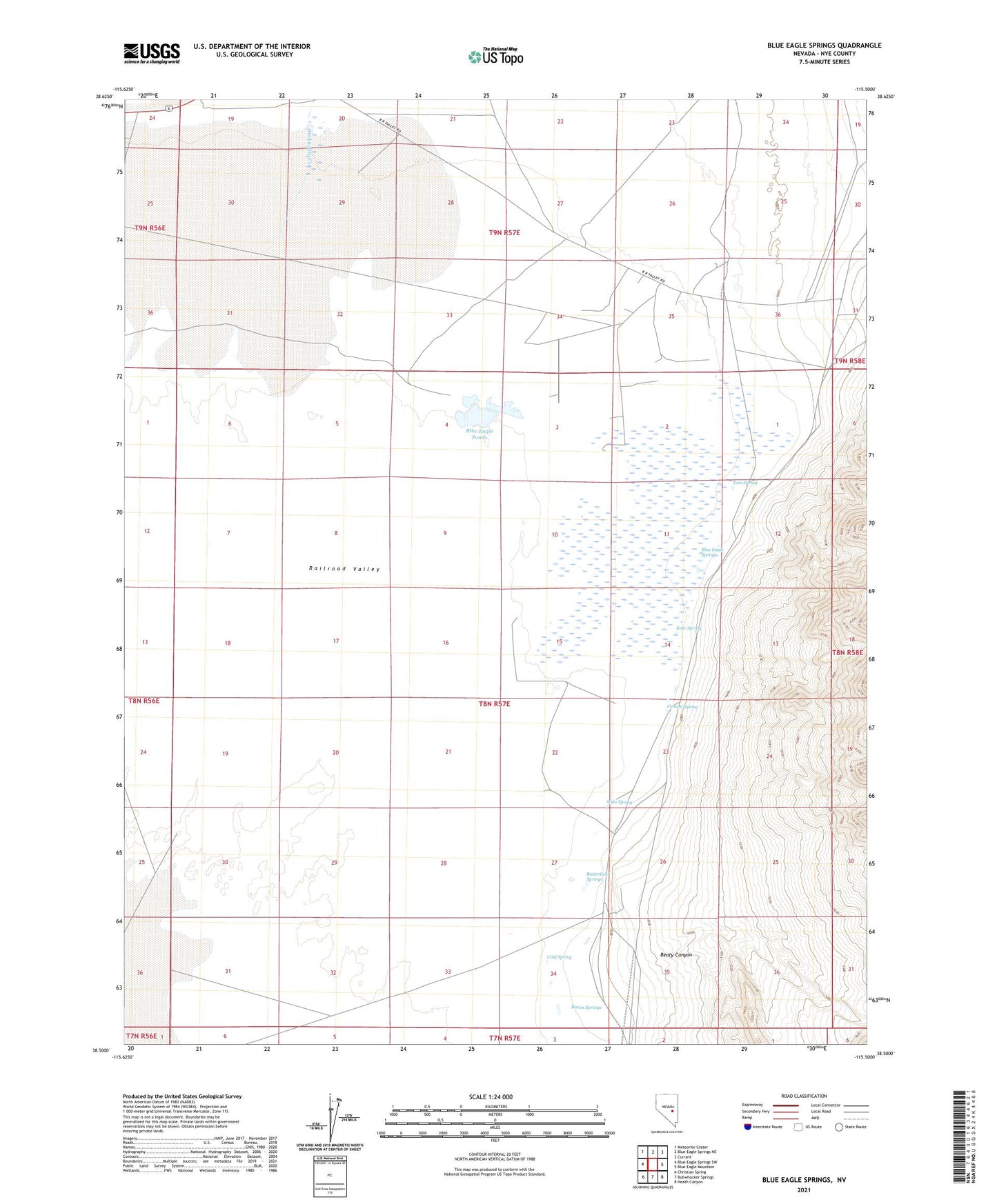 Blue Eagle Springs Nevada US Topo Map Image