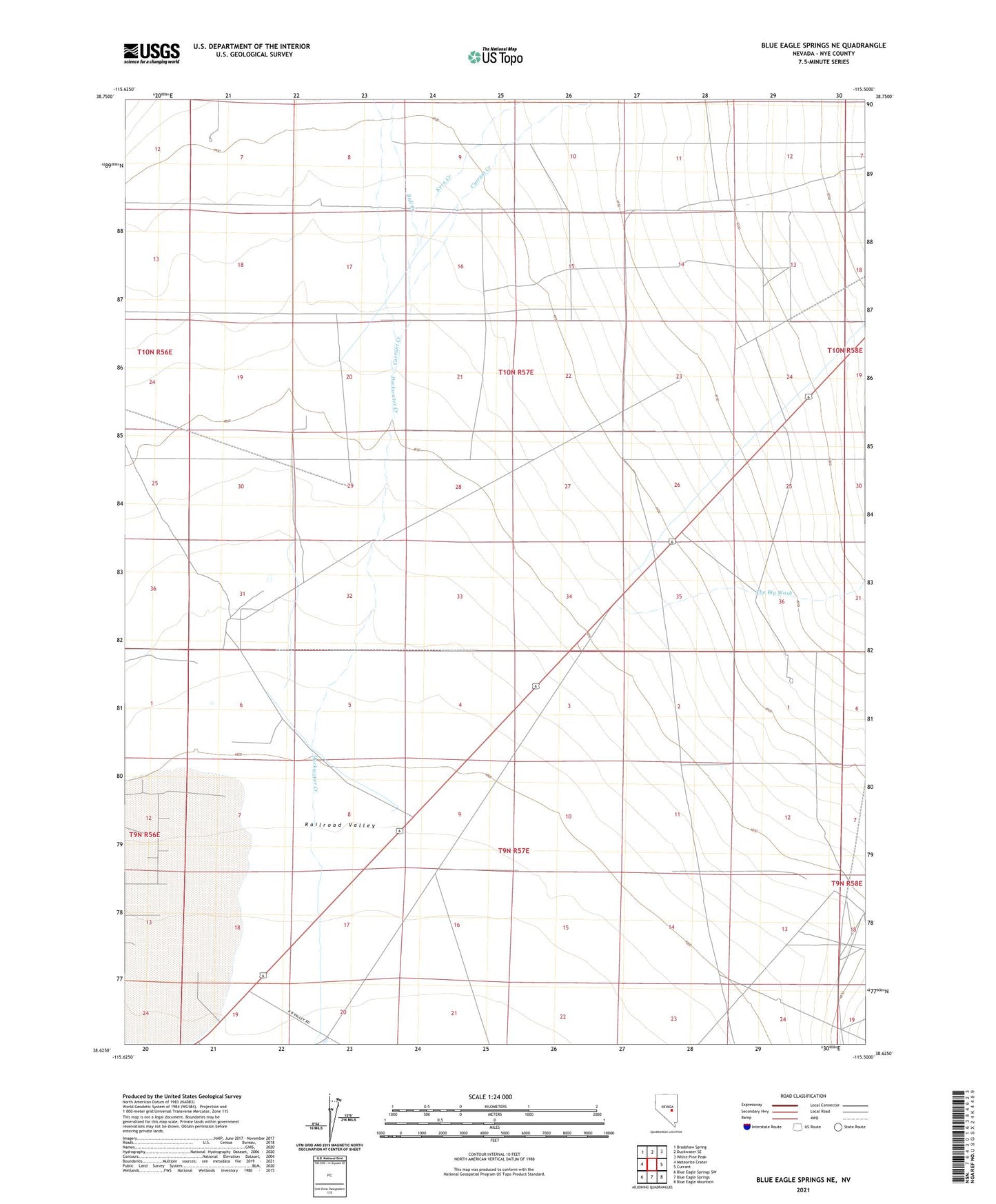 Blue Eagle Springs NE Nevada US Topo Map Image