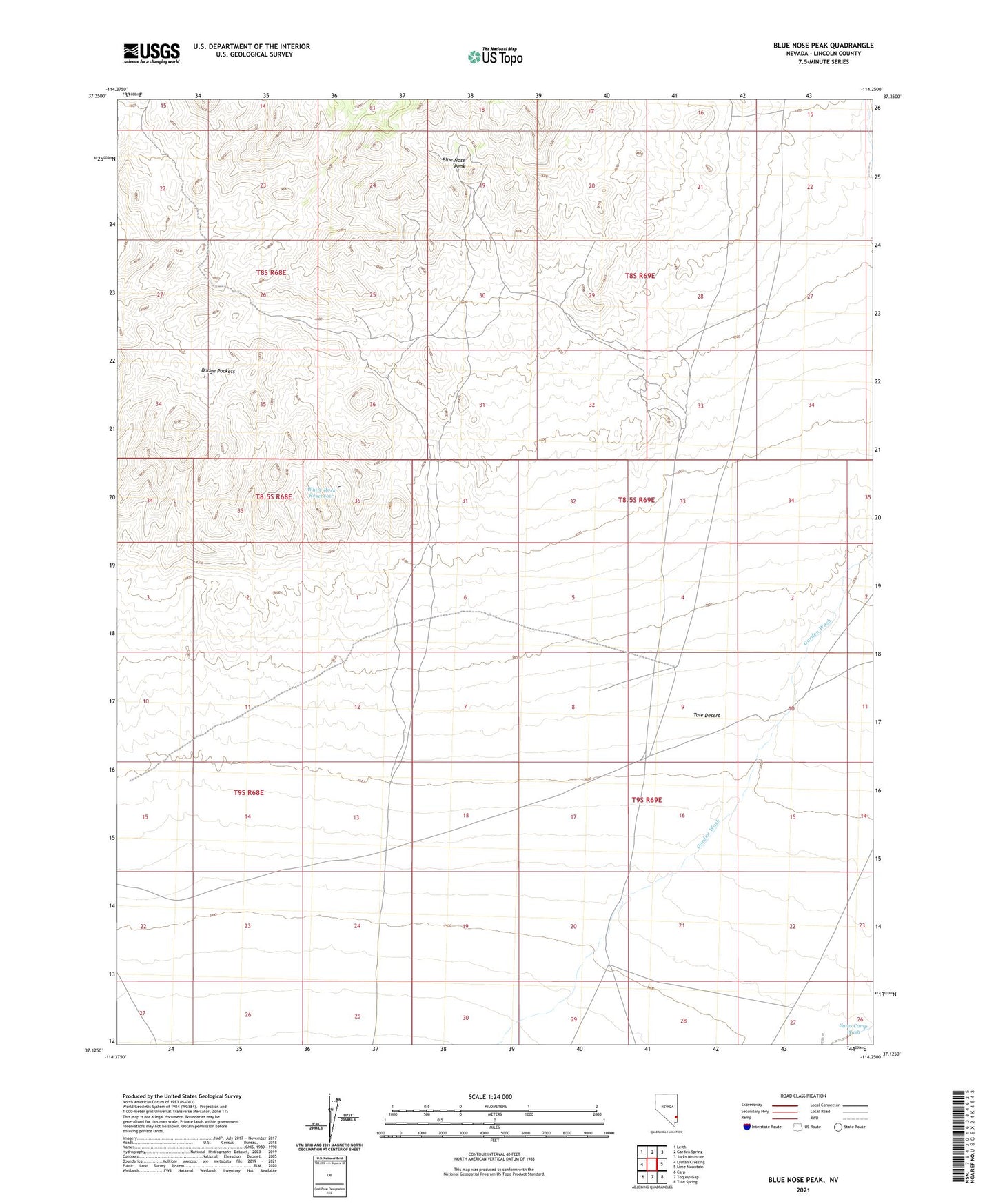 Blue Nose Peak Nevada US Topo Map Image