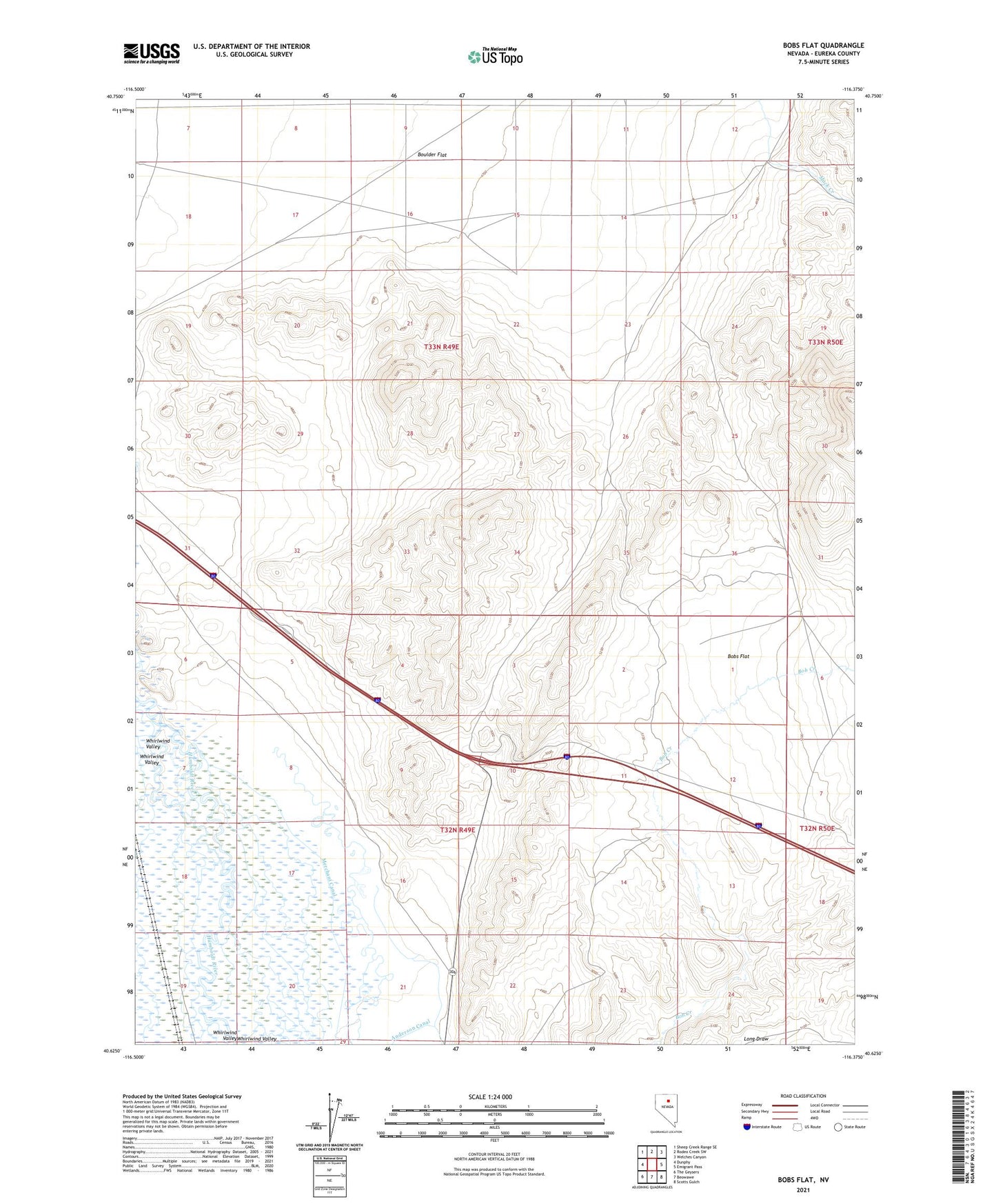 Bobs Flat Nevada US Topo Map Image