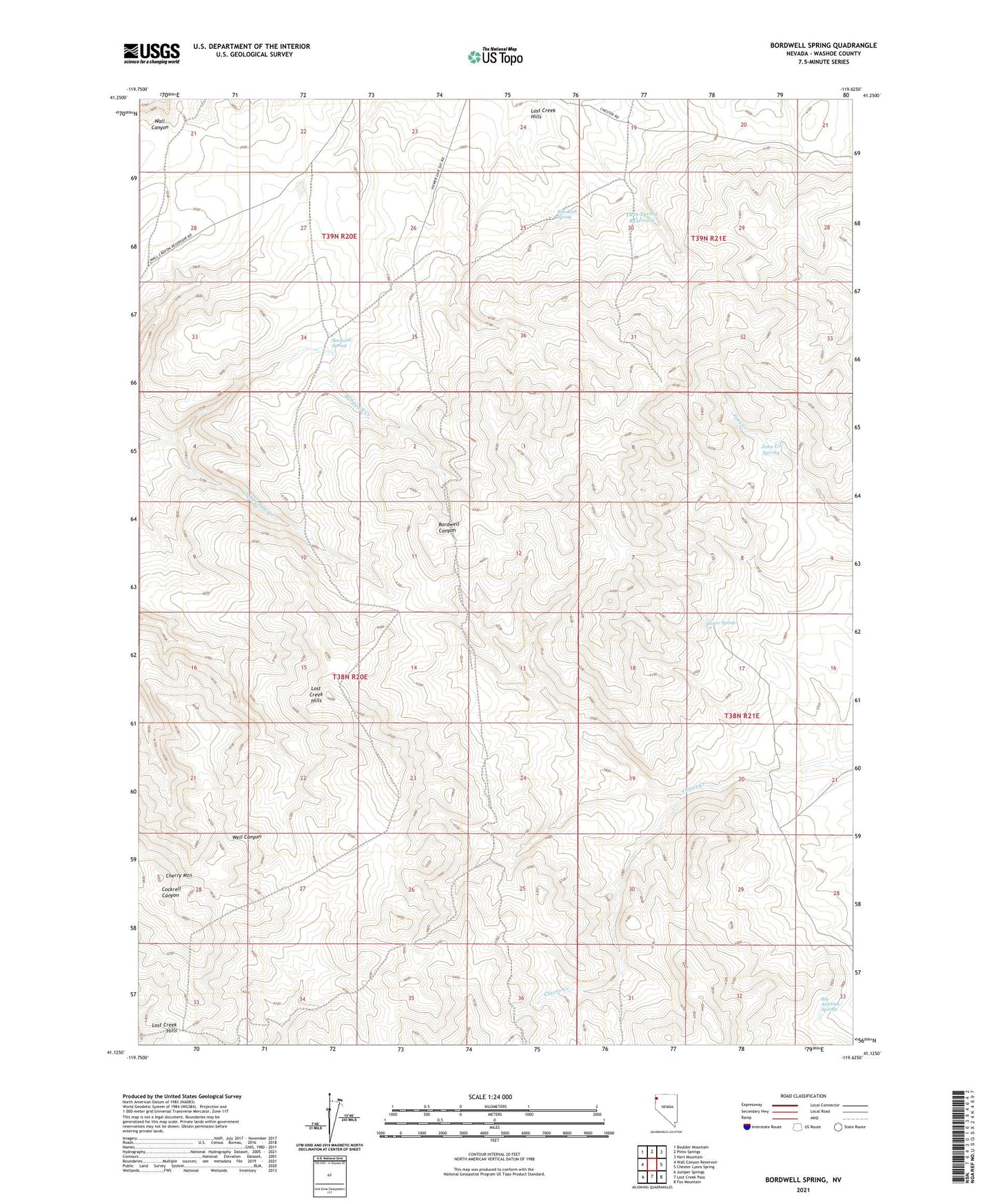 Bordwell Spring Nevada US Topo Map Image