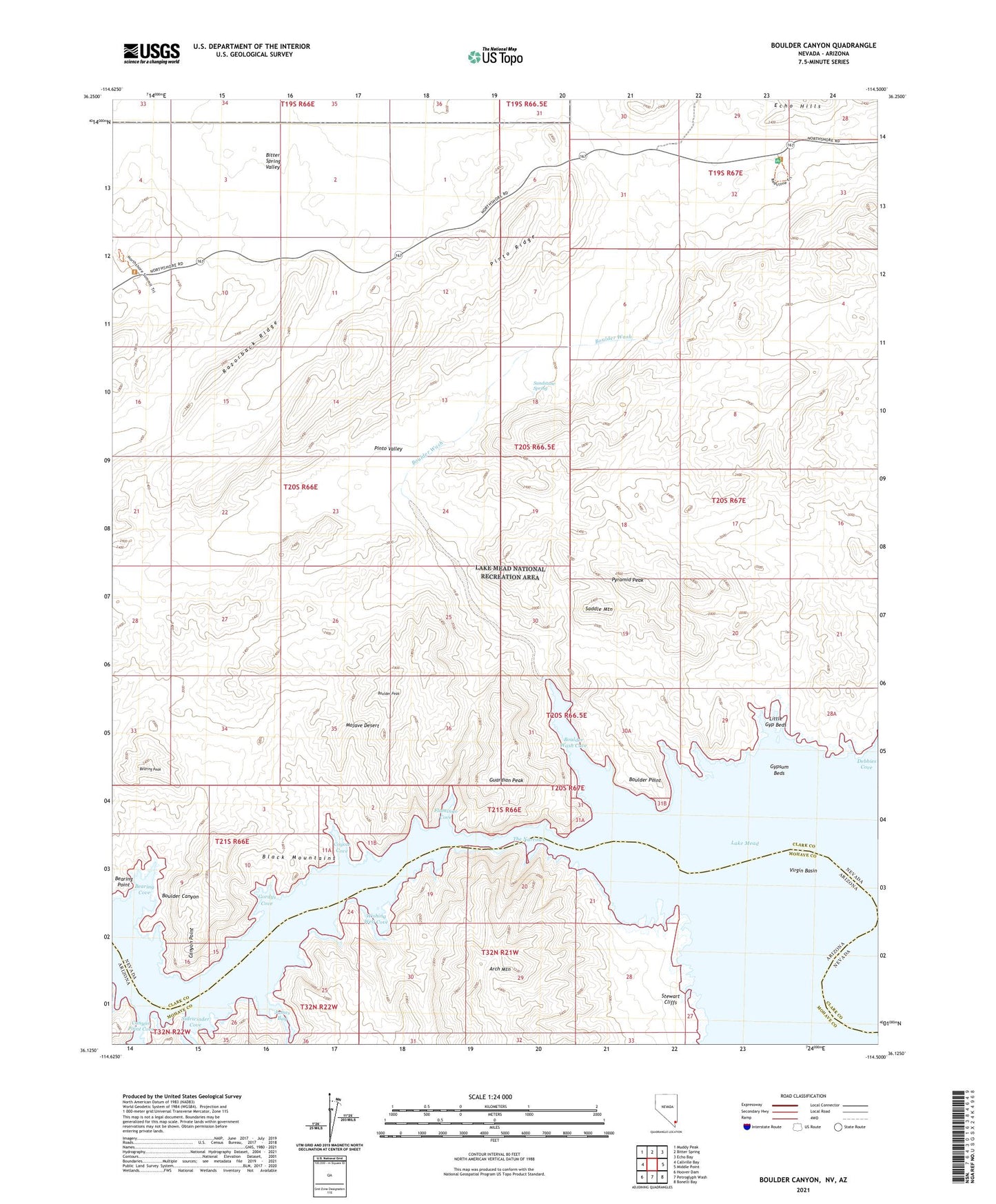 Boulder Canyon Nevada US Topo Map Image