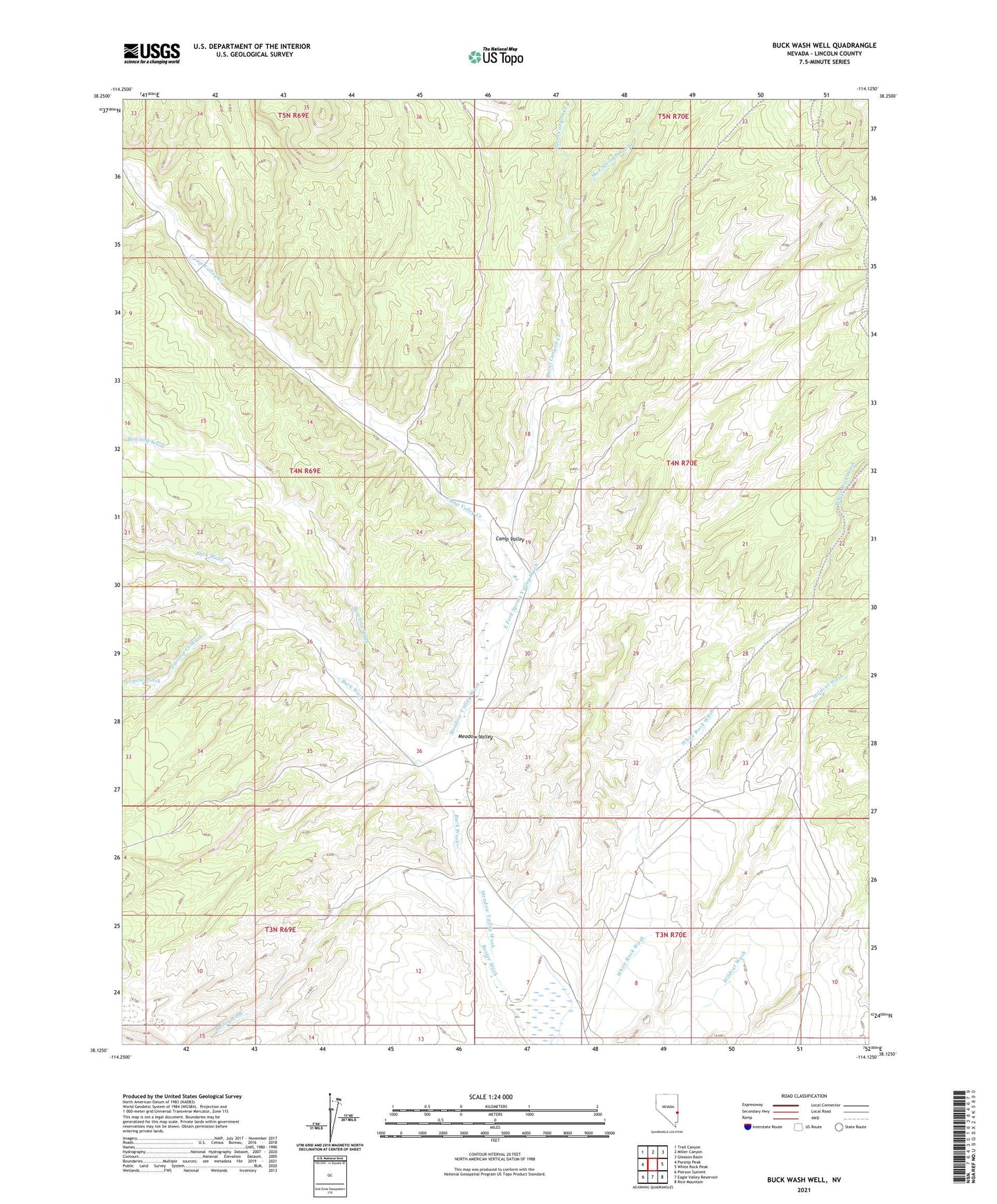 Buck Wash Well Nevada US Topo Map Image