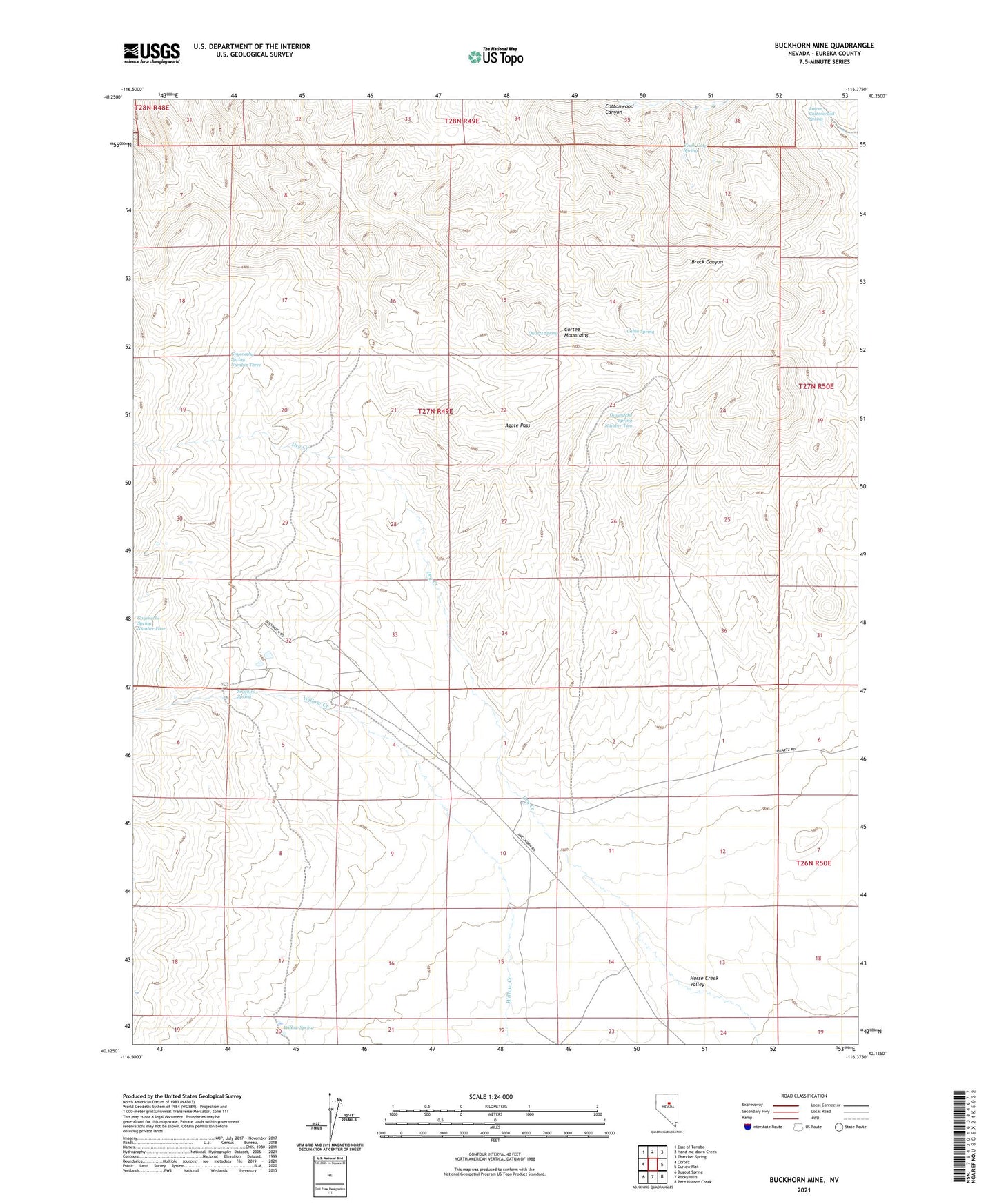Buckhorn Mine Nevada US Topo Map Image