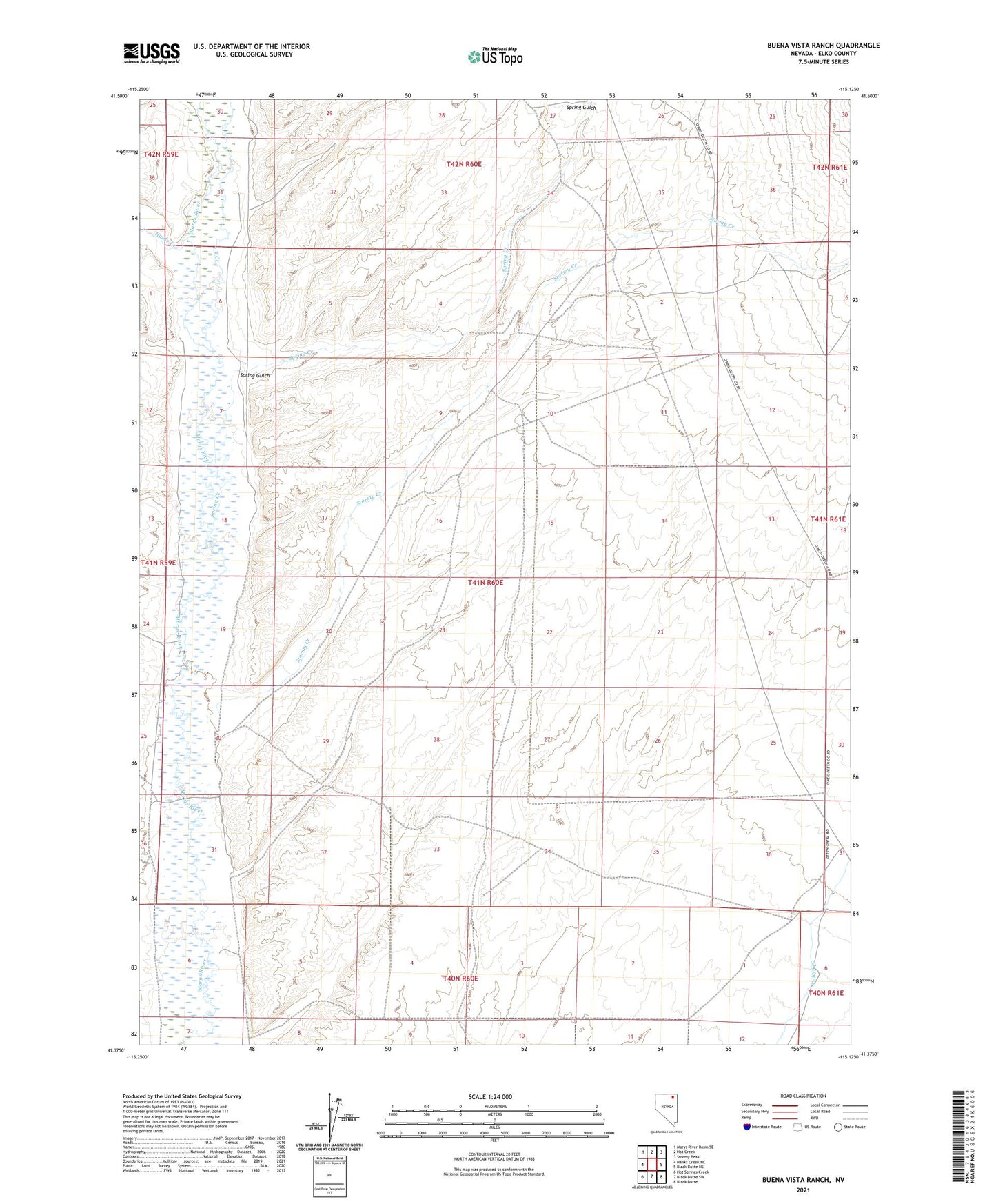 Buena Vista Ranch Nevada US Topo Map Image