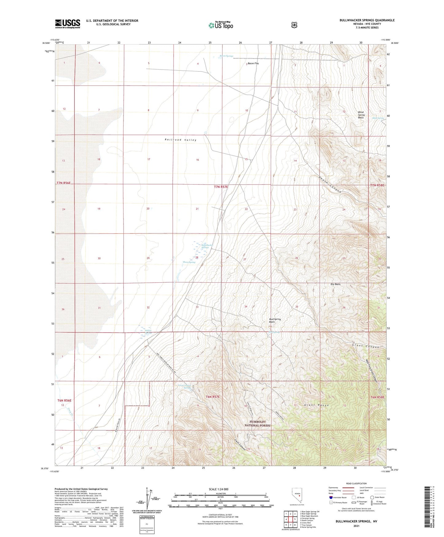 Bullwhacker Springs Nevada US Topo Map Image