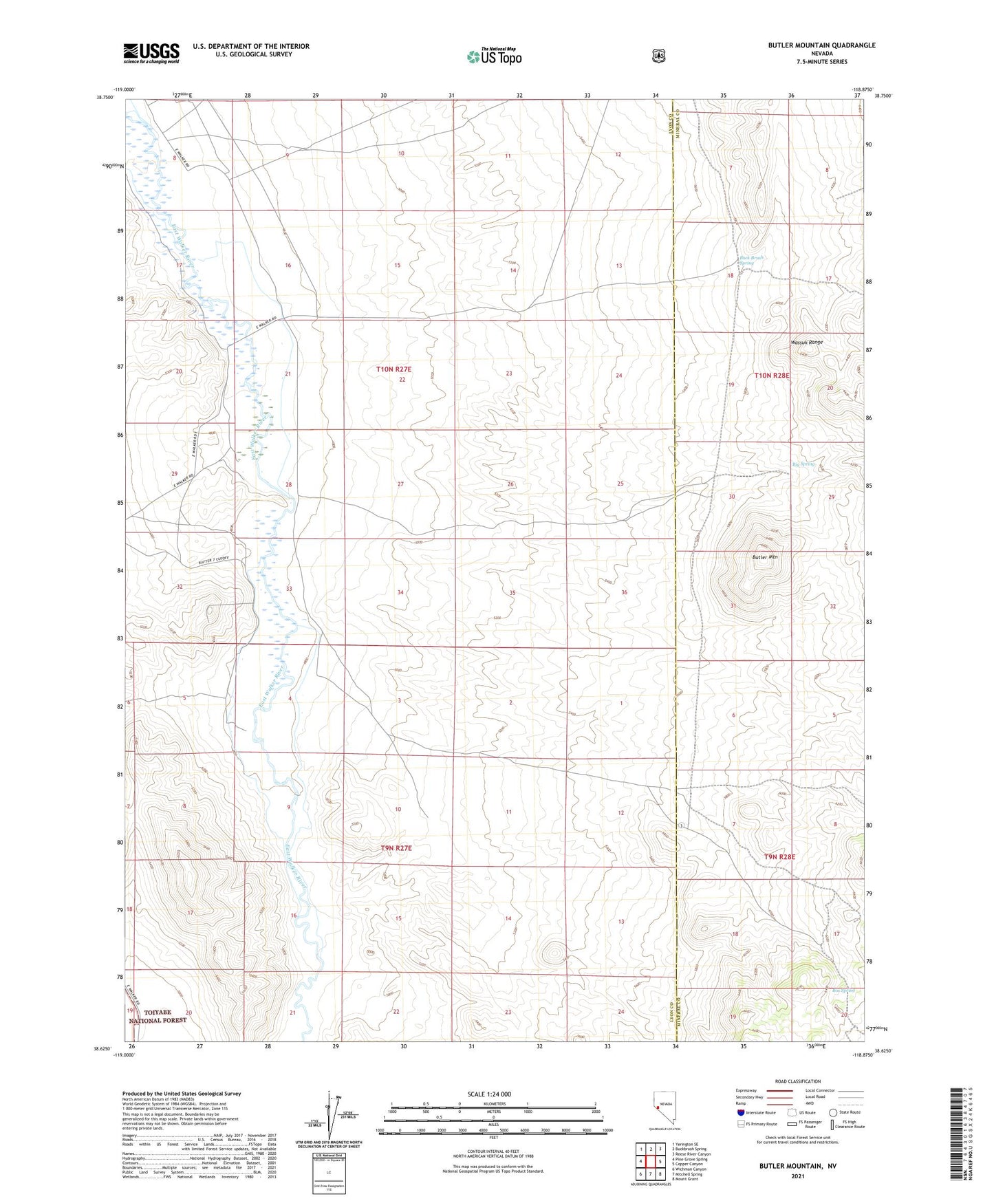 Butler Mountain Nevada US Topo Map Image