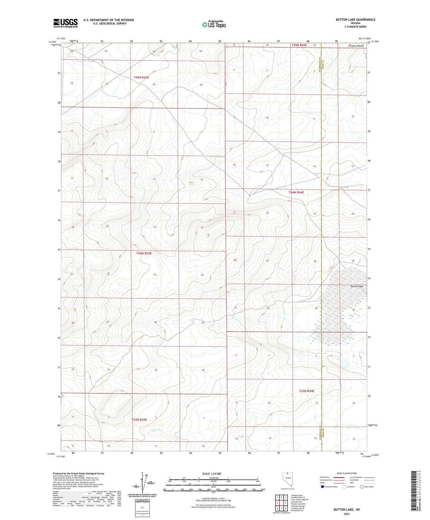 Button Lake Nevada US Topo Map Image