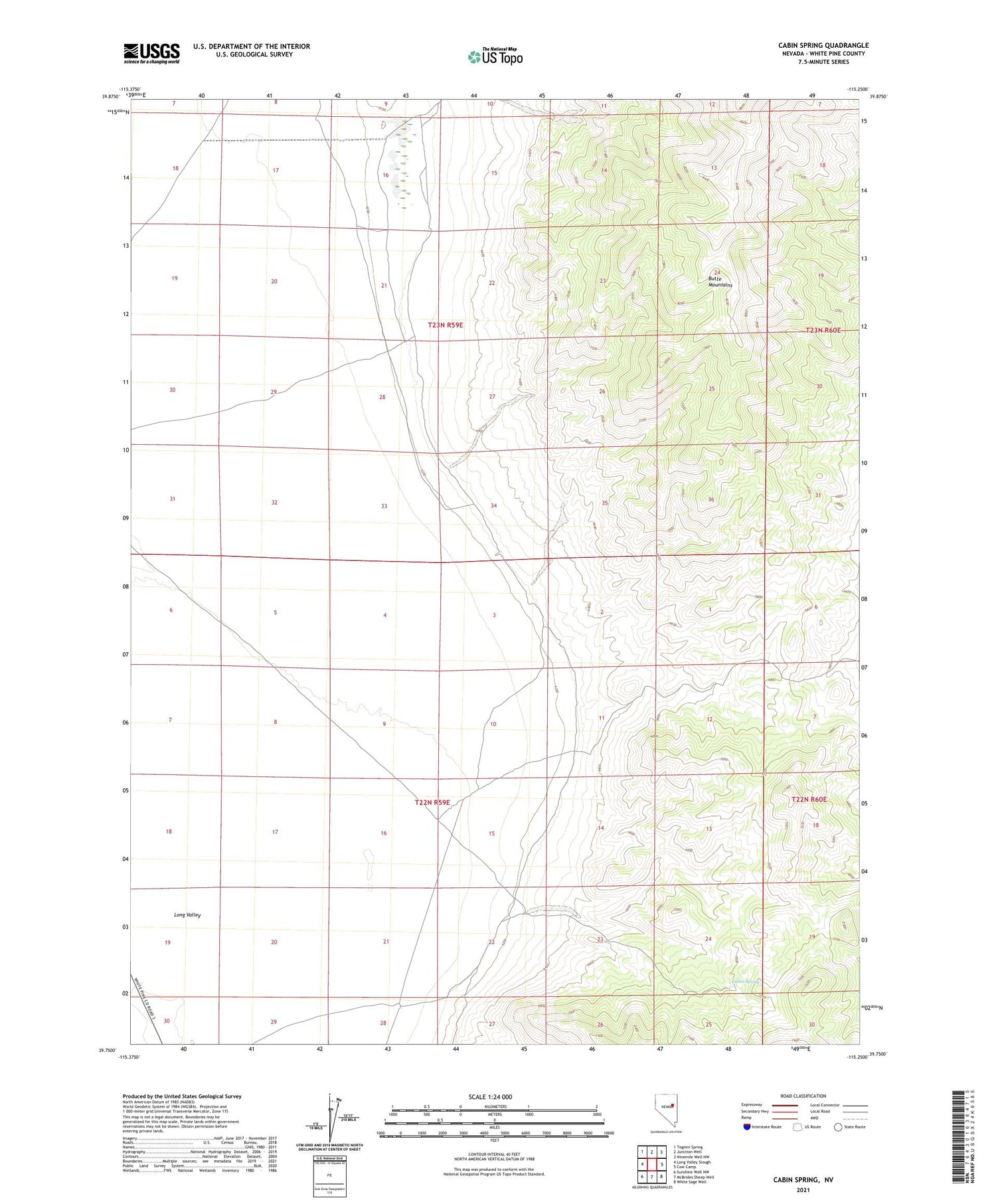 Cabin Spring Nevada US Topo Map Image